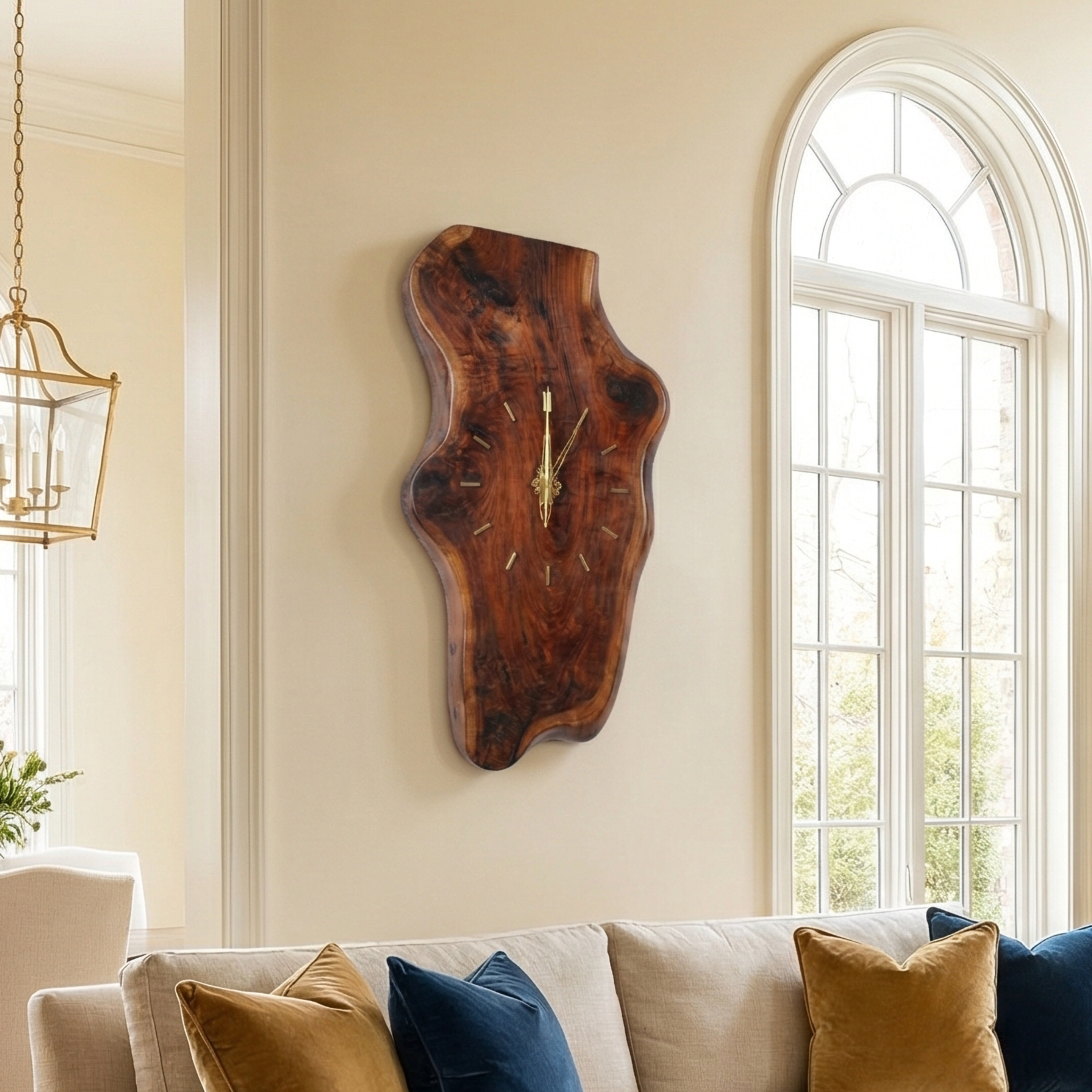 Natural Clock Wood Wall Solid Wood Living Room SINLSACK019