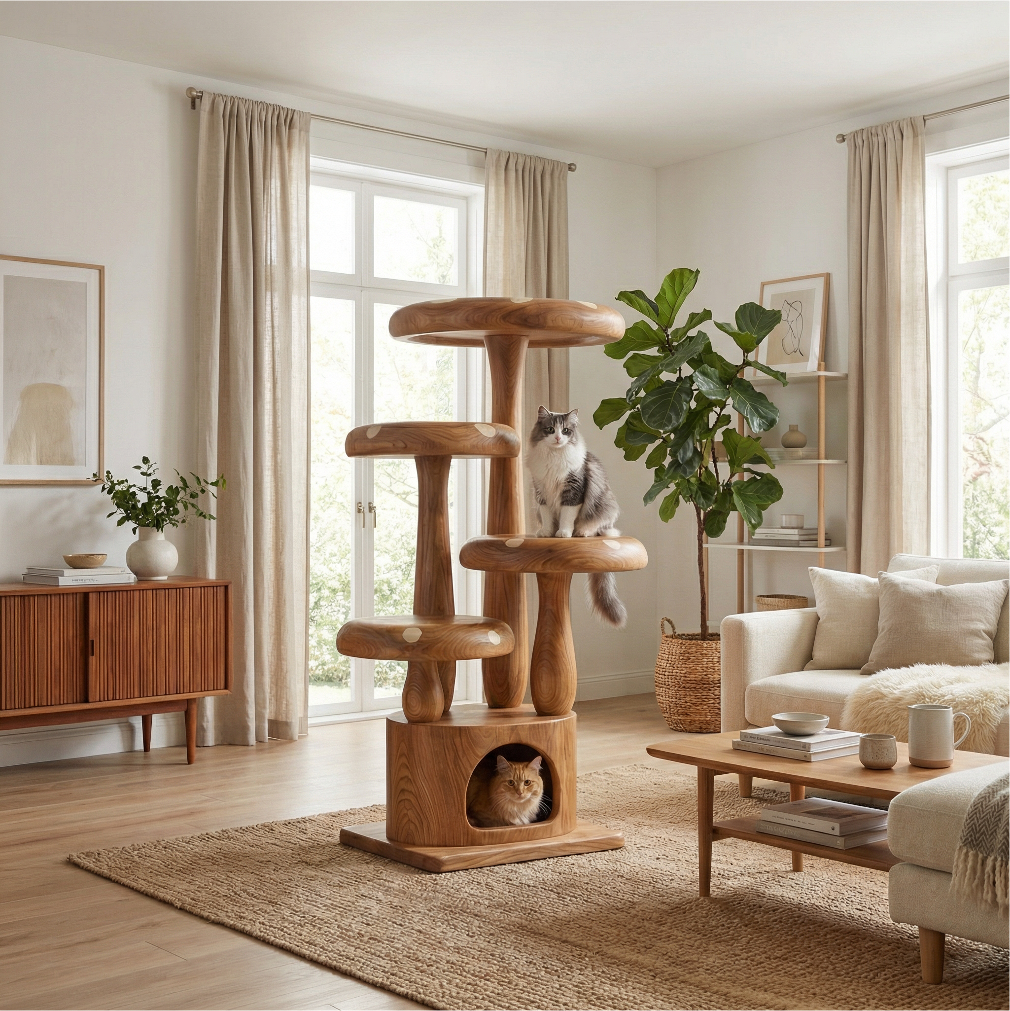 Modern Mushroom Cat Tree For Living Room And Pet Space SINLSATT121