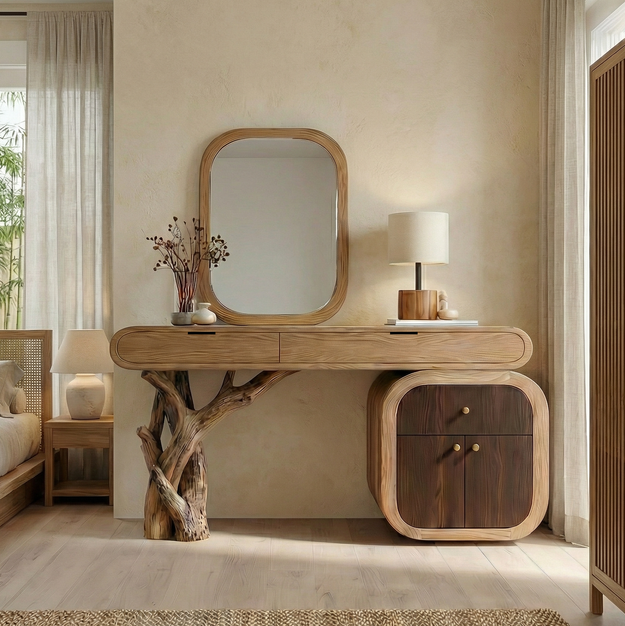 Rustic Dressing Table With Storage For Bedroom SINLSABDT049