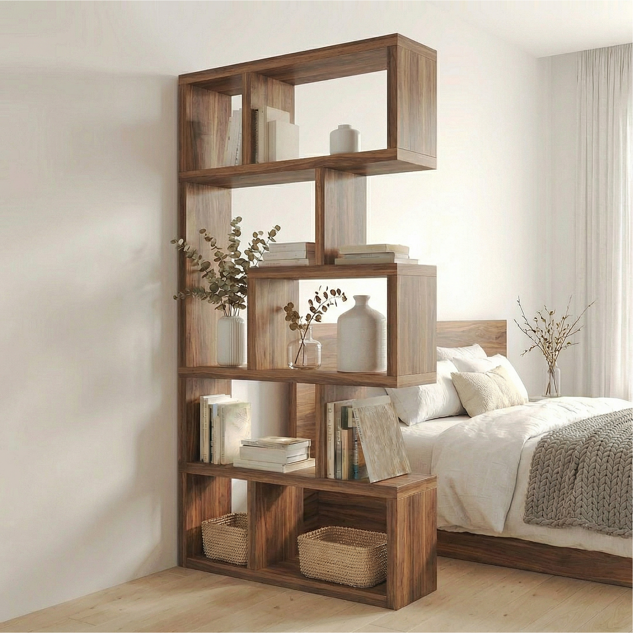 Mid Century Freestanding Room Divider Bookshelf For Bedroom and Reading Room SINLSASC484