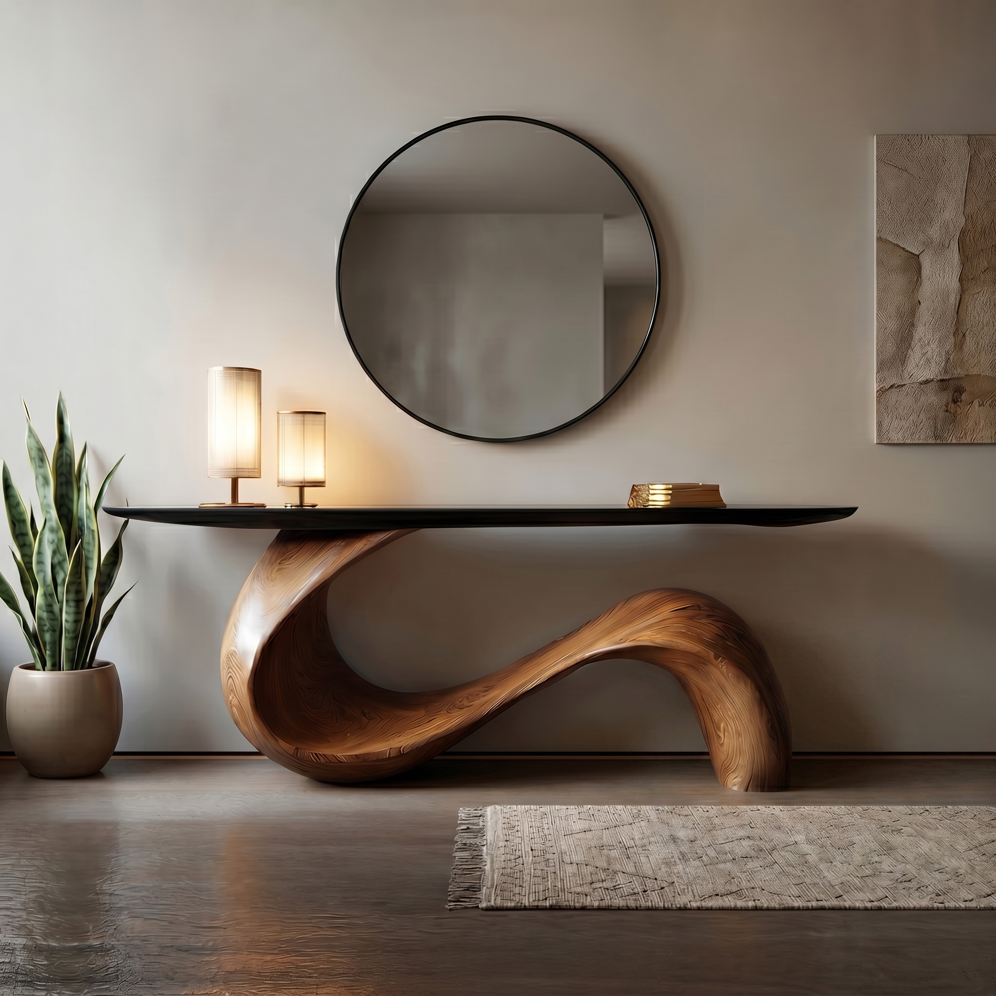 Midcentury Sculptural Console Table Entryway SINLSACS108
