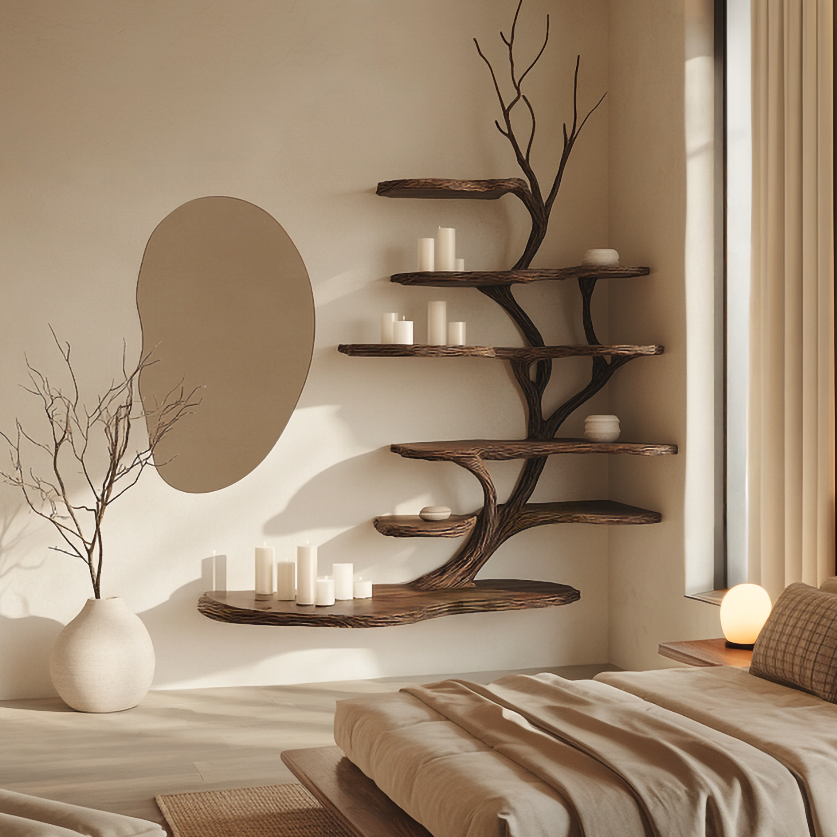 Organic Modern Artistic Wall Display Shelf For Bedroom And Reading Room SINLSATB631