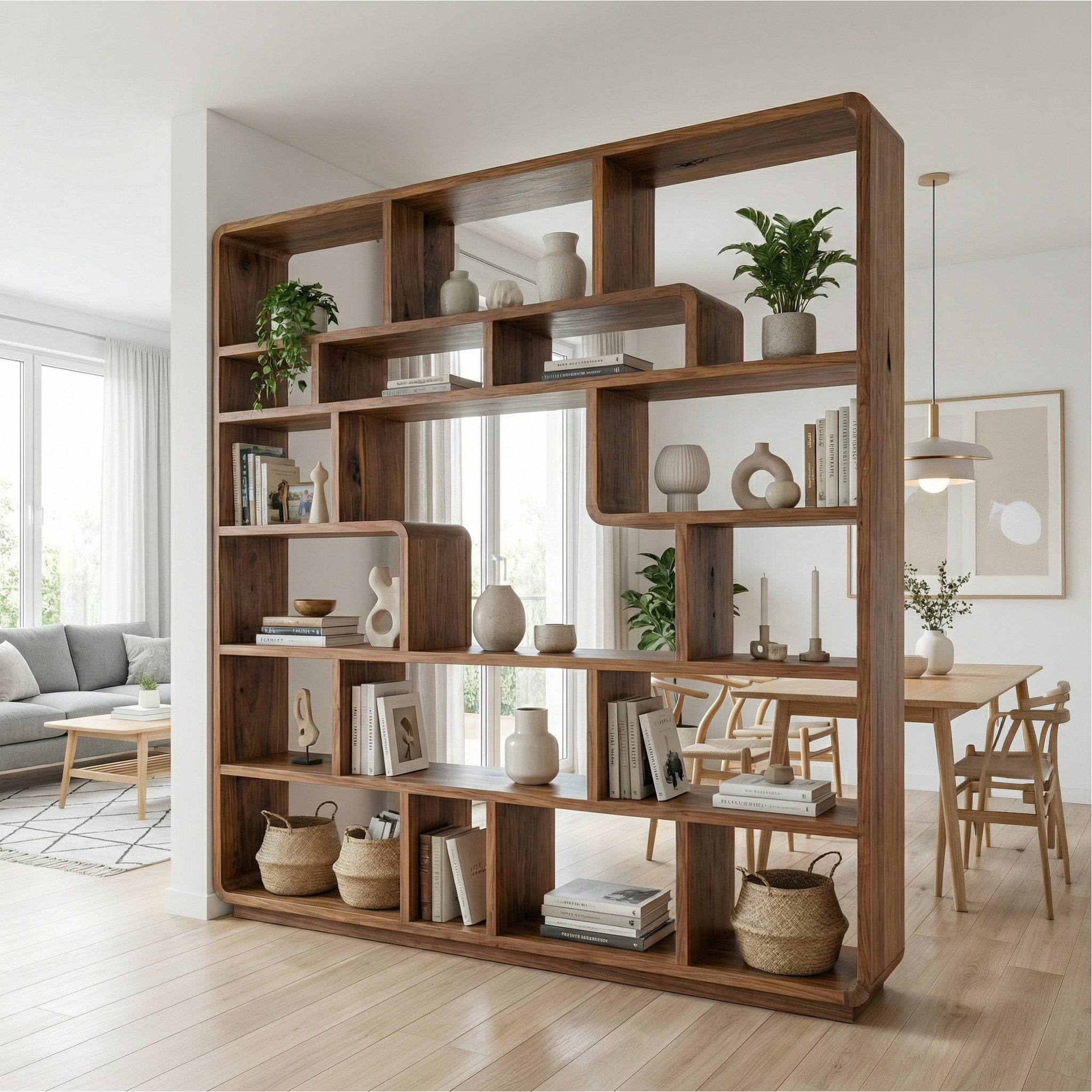 Mid Century Statement Room Divider Bookshelf For Living Room And Office SINLSASC491