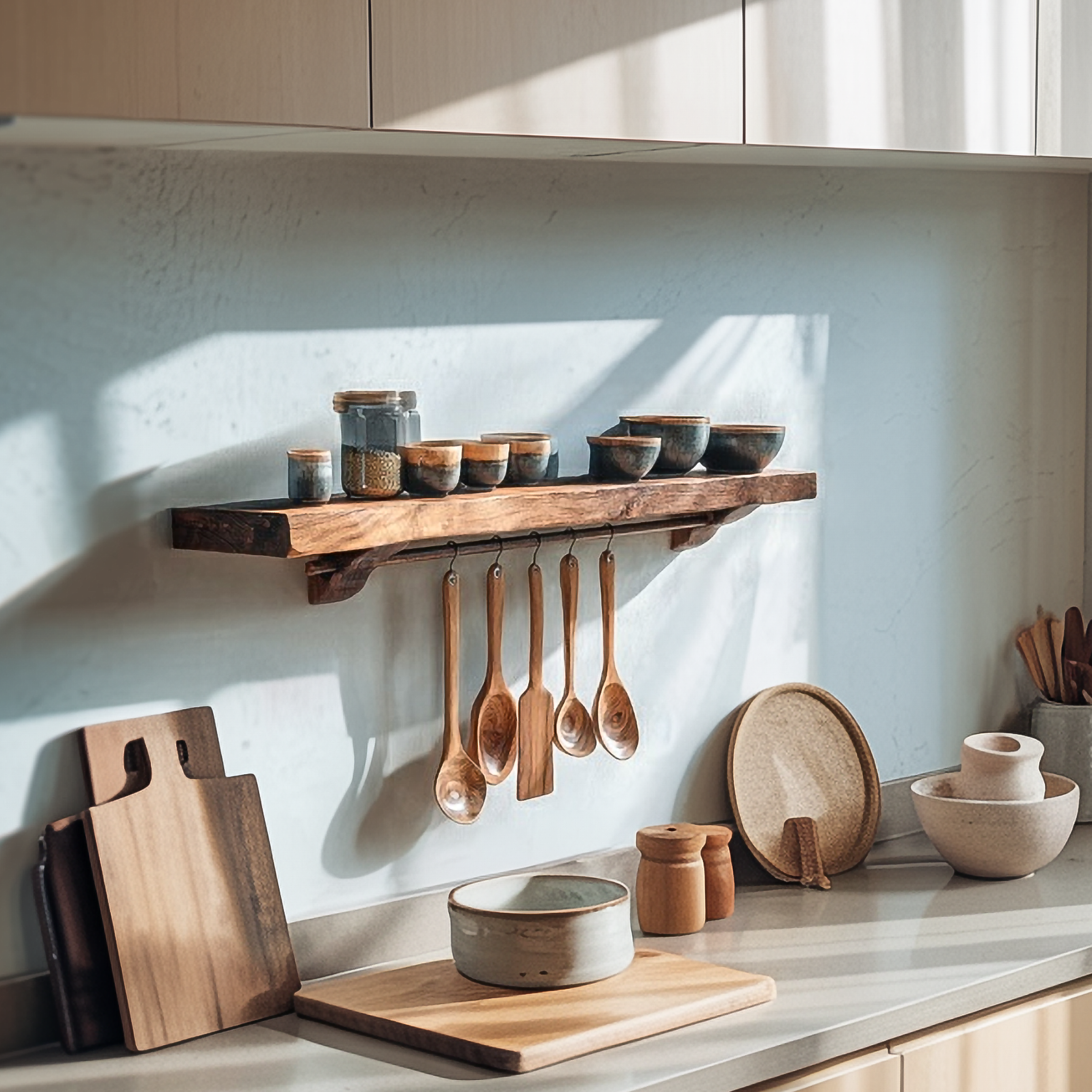 Rustic Wall Storage Organizer Shelf For Kitchen SINLSAKS002
