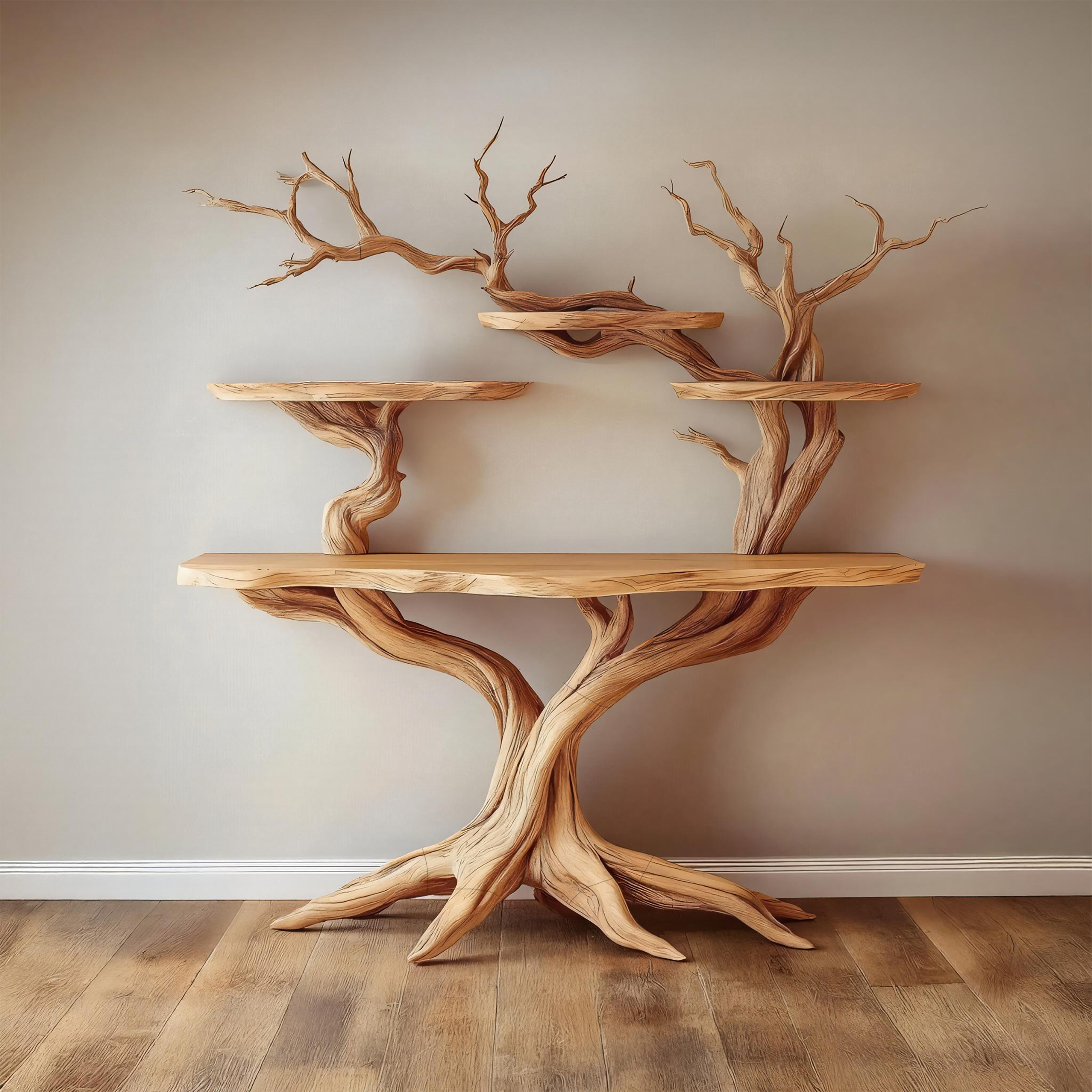 Tree Bookshelf Table Solid Wood Nature Style Gift SINLSACS097