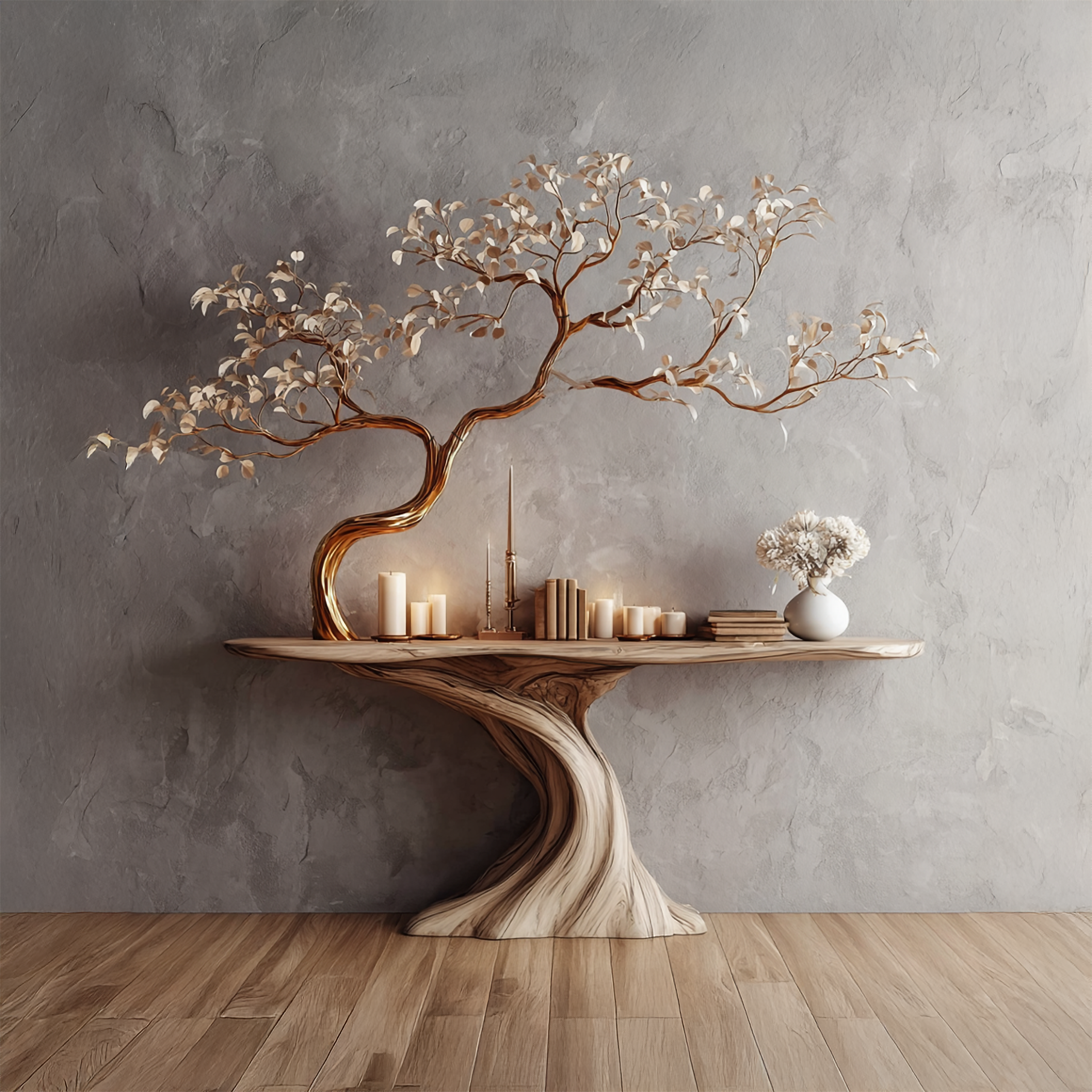 Midcentury Tree Console Table Entryway SINLSACS113