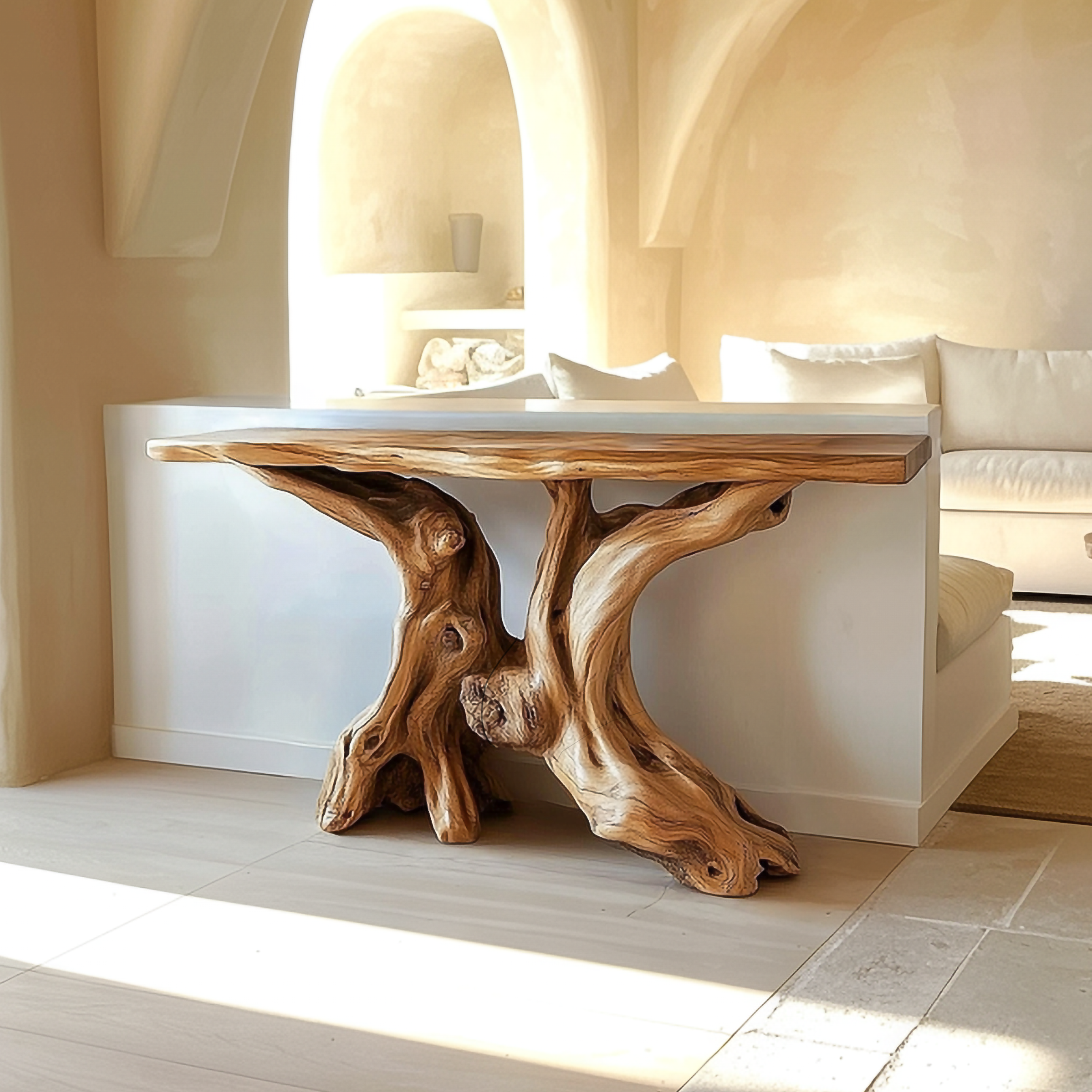 Mid Century Organic Wood Console Table Entryway SINLSACS433