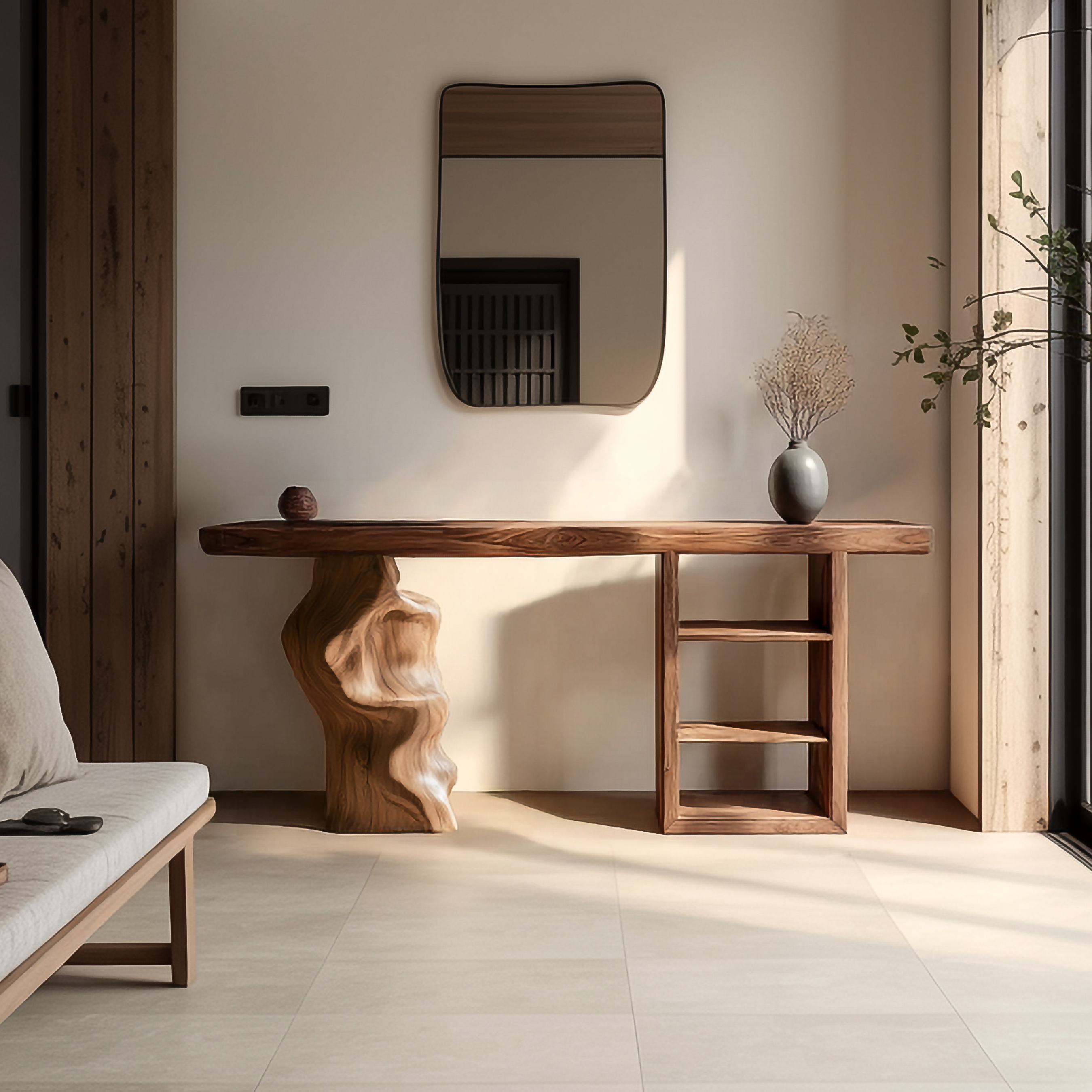 Japandi Organic Modern Console Table Living Room And Entryway SINLSACS430