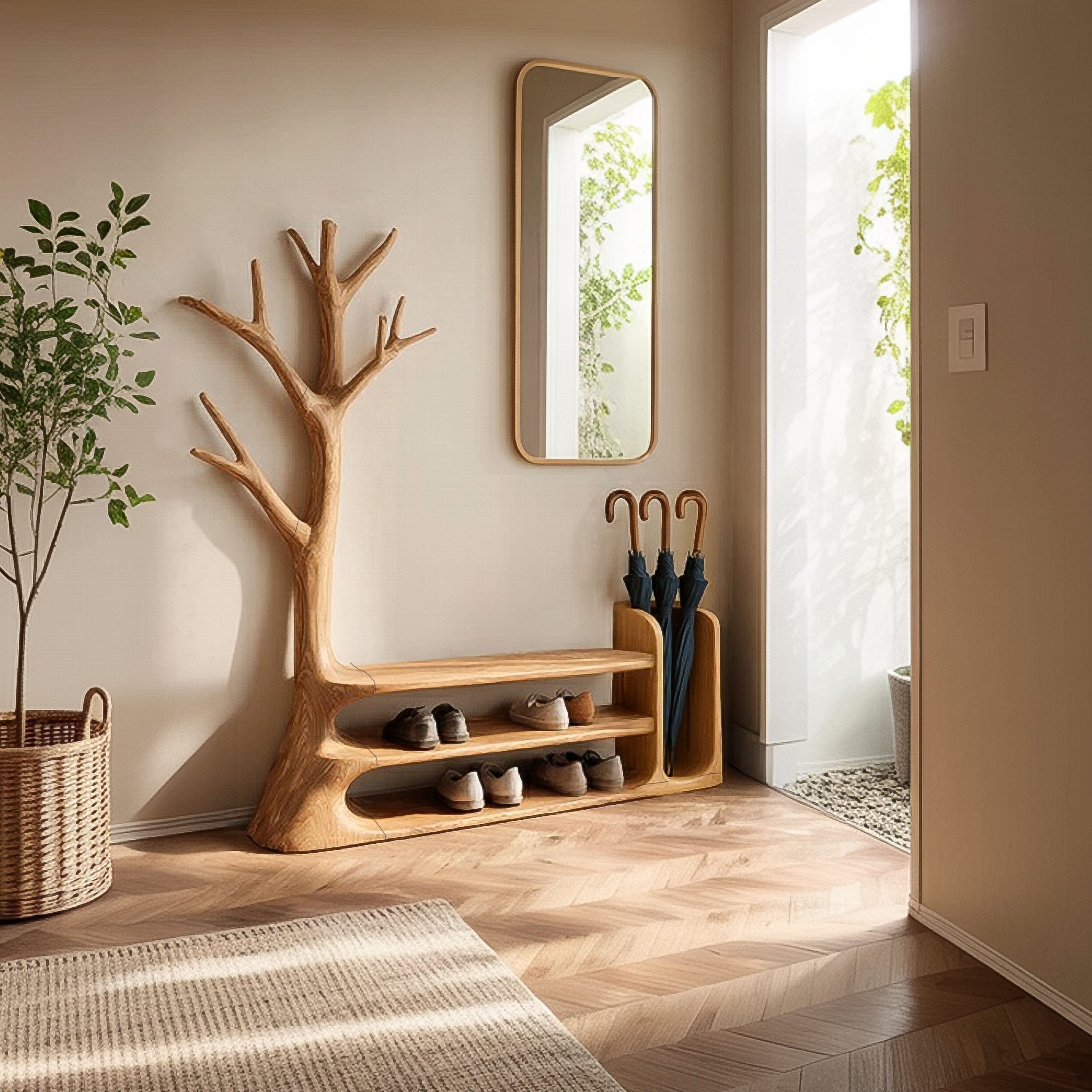 Rustic Tree Entryway Bench For Entryway And Hallway SINLSATCR075