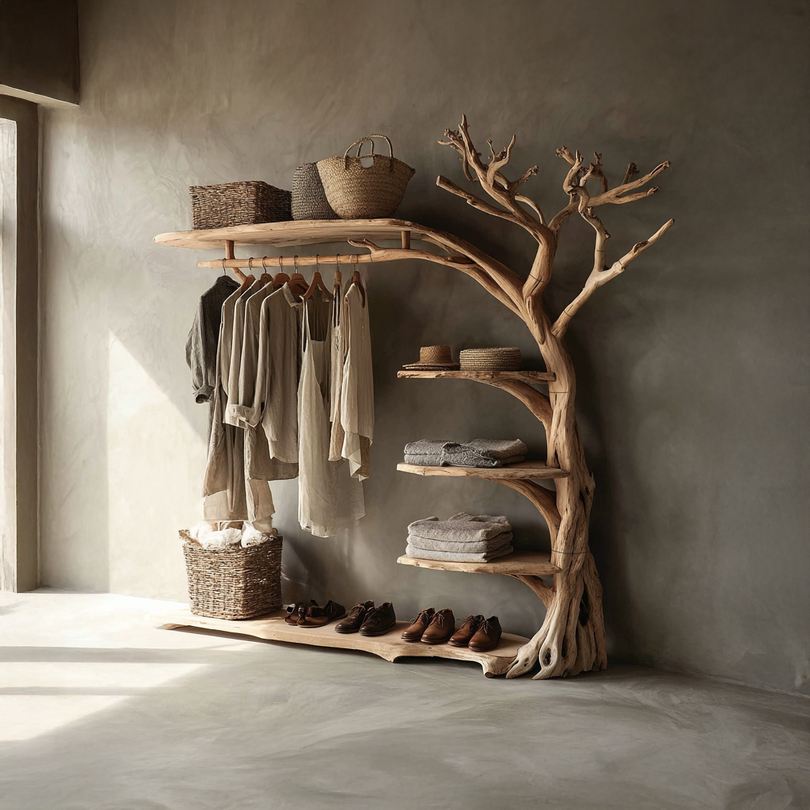 Rustic Coat Rack Shoe Shelf Entryway SINLSATB214