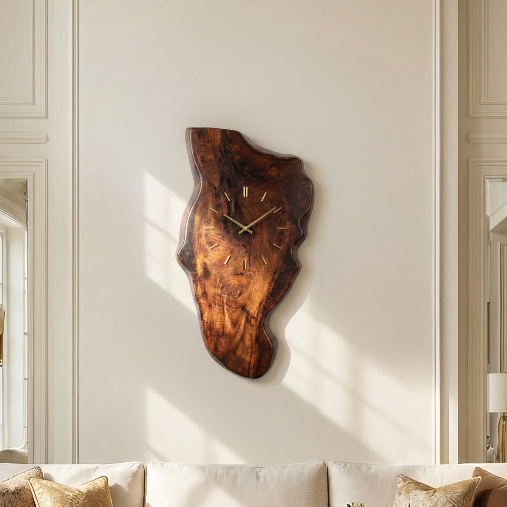 Rustic Wood Wall Clock Solid Wood Living Room SINLSACK020