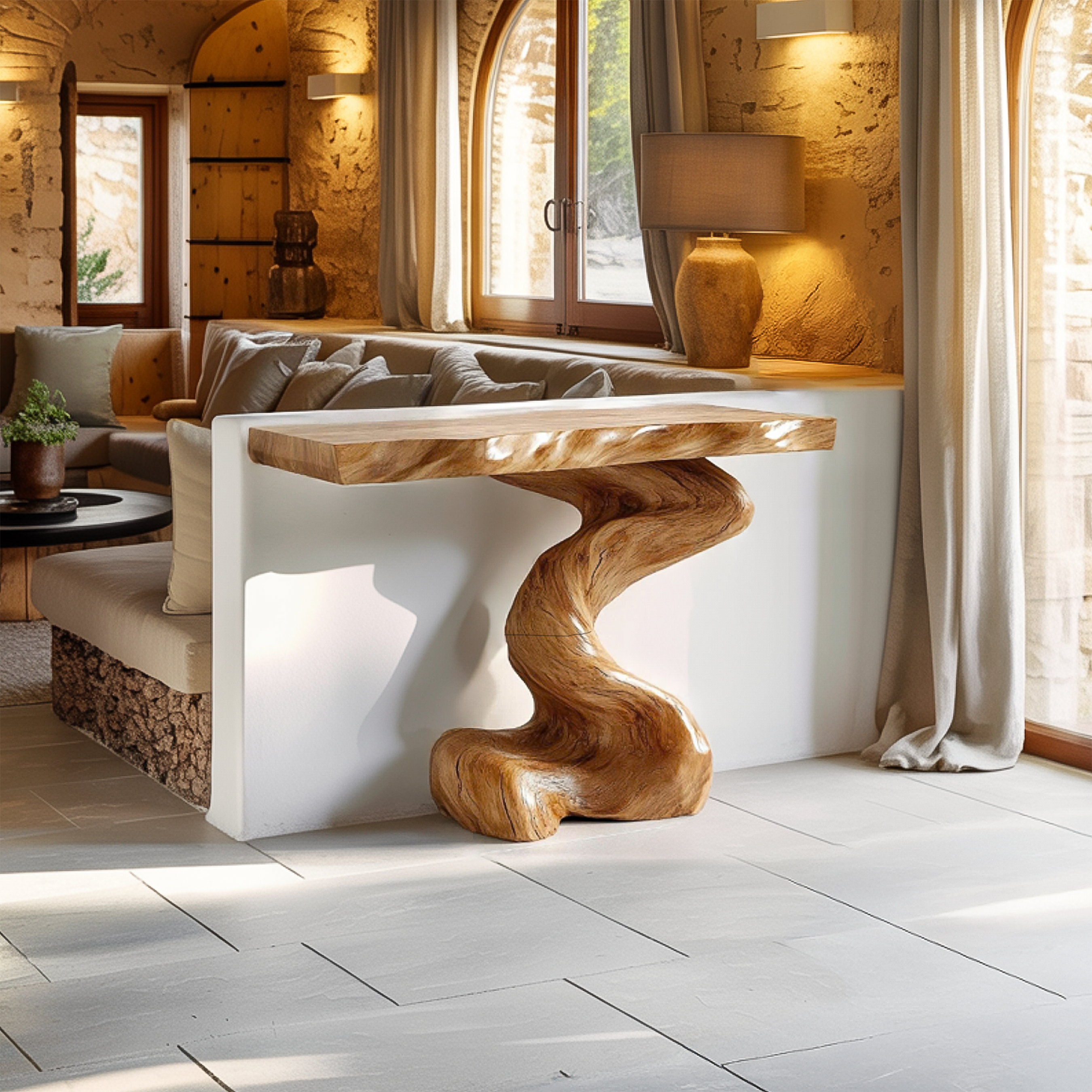 Mid Century Modern Console Table Sculptural Wood Art Living Area Entry SINLSACS393