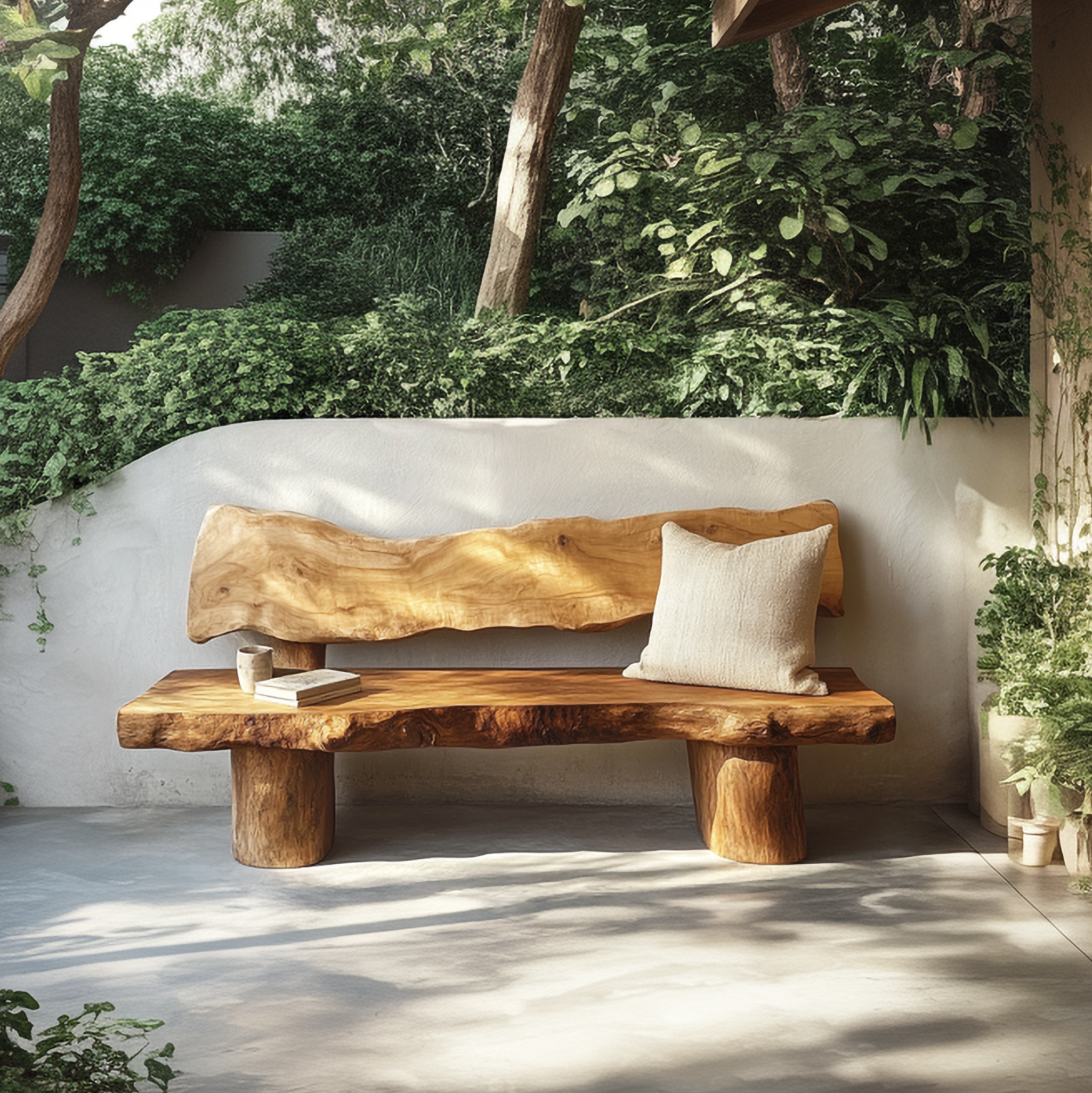 Rustic Solid Wood Sofa Outdoor Garden Natural Sculptural Seating SINLSAWC039