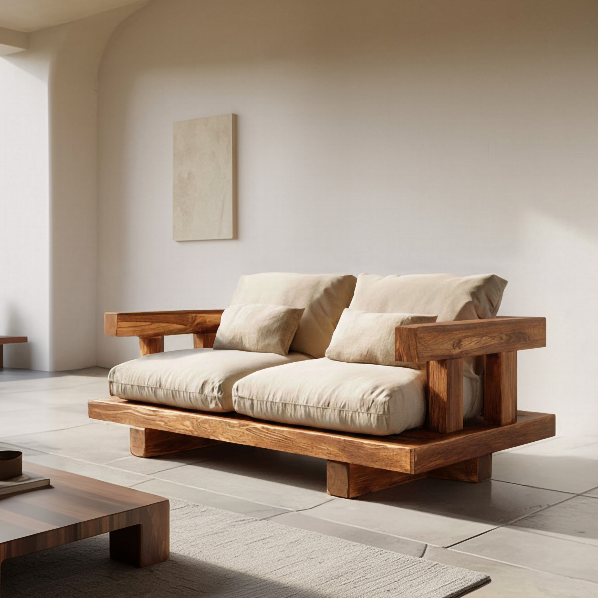 Modern Solid Wood Platform Sofa Living Room Minimalist Lounge Couch SINLSASF002