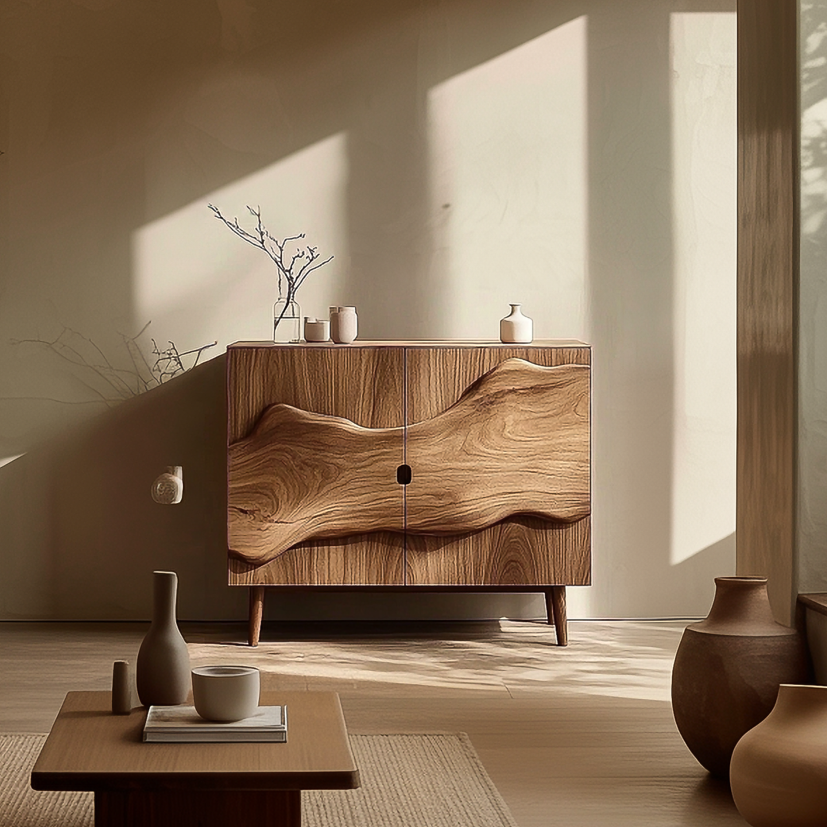 Organic Modern Display Storage Cabinet For Living Room And Entryway SINLSASC357