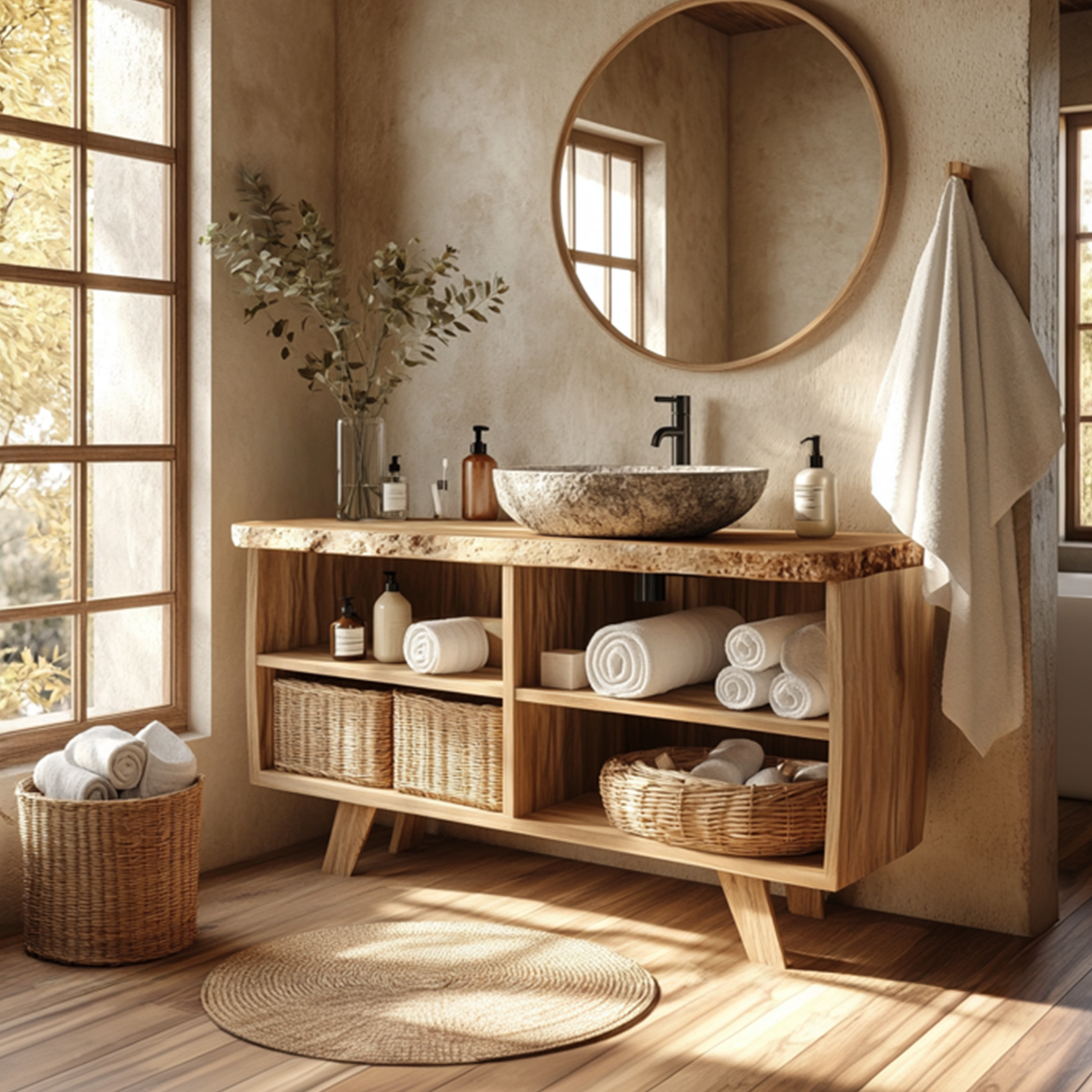 Rustic Bathroom Vanity Thick Wood Bathroom Aesthetic SINLSABRV236