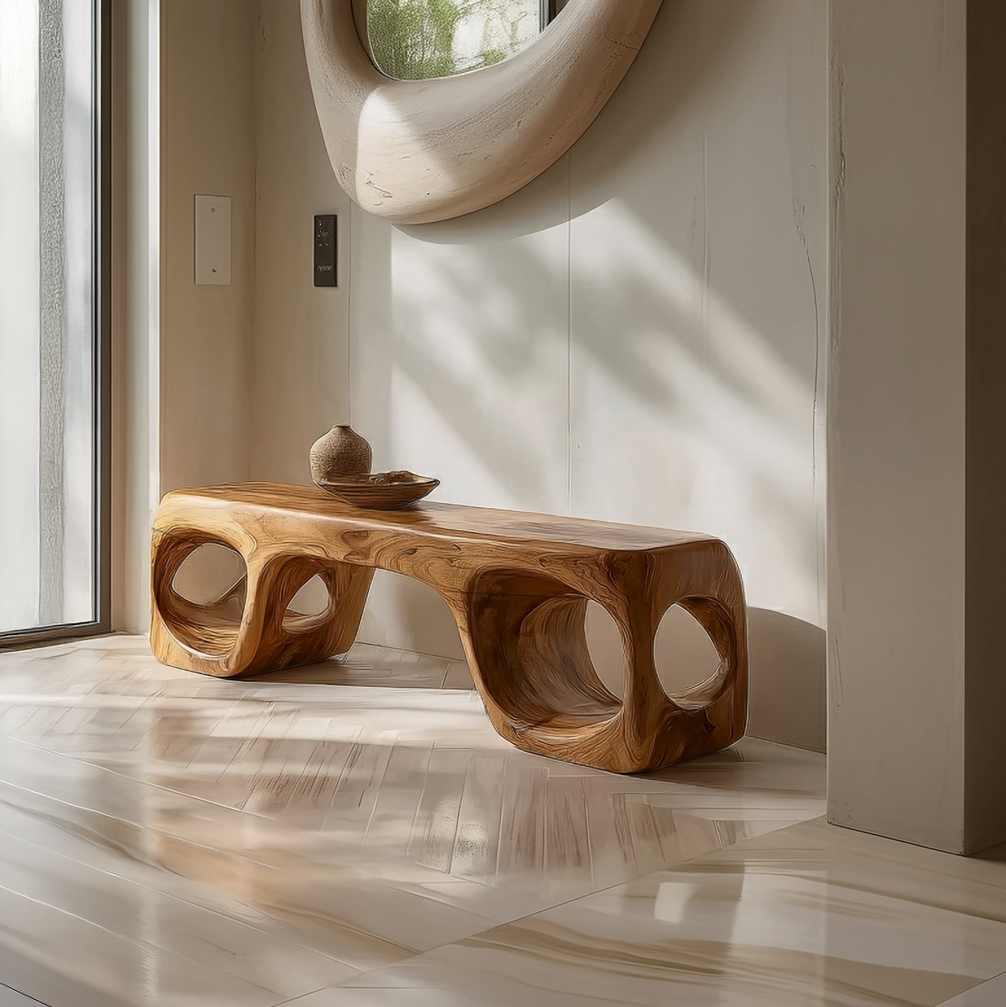 Rustic Organic Shape Bench For Living Room And Bedroom SINLSARS074