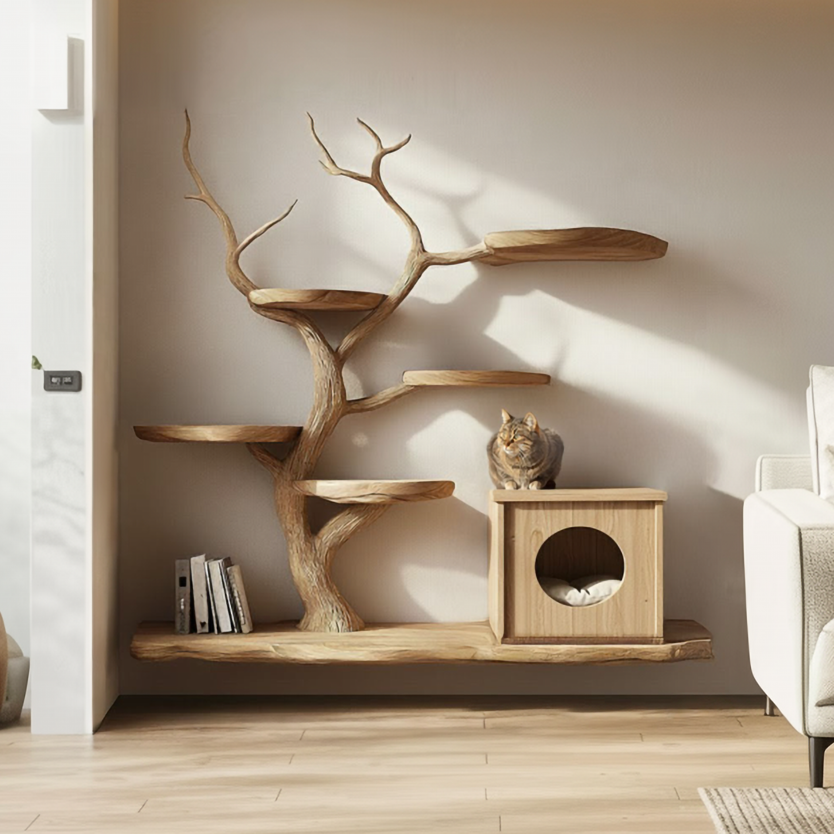 Midcentury Wooden Tree Cat Climbing Furniture Home SINLSATT114