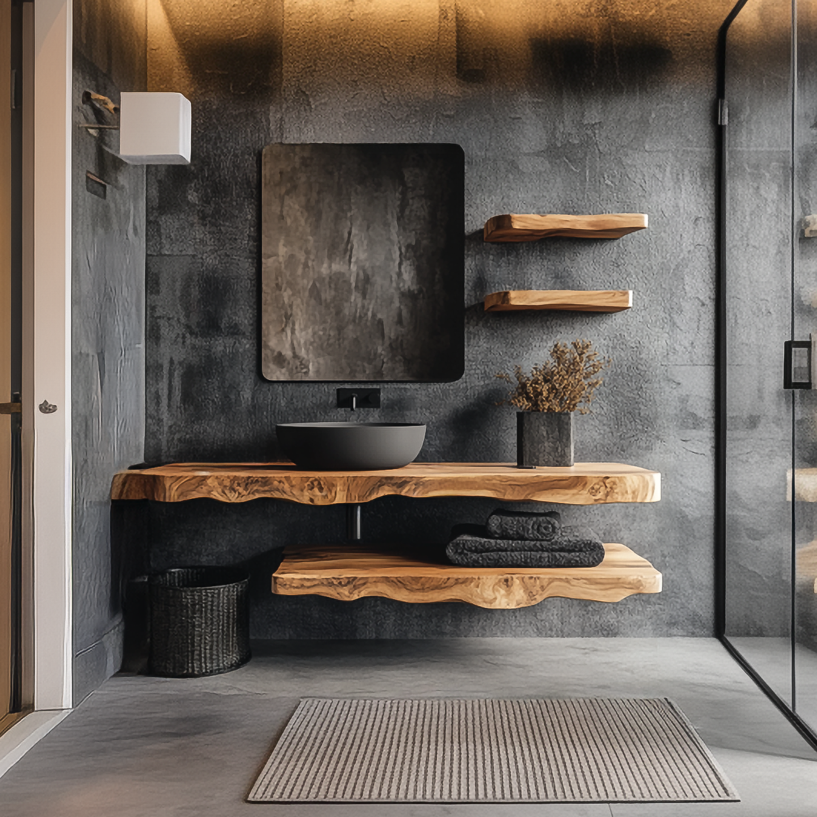 Rustic Bathroom Vanity Shelf Farmhouse Wood Bathroom Accent SINLSABRV243