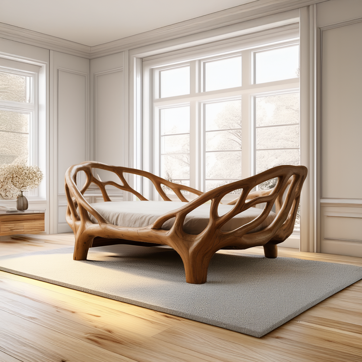 Rustic Sculptural Daybed Organic Bedroom SINLSAWB070