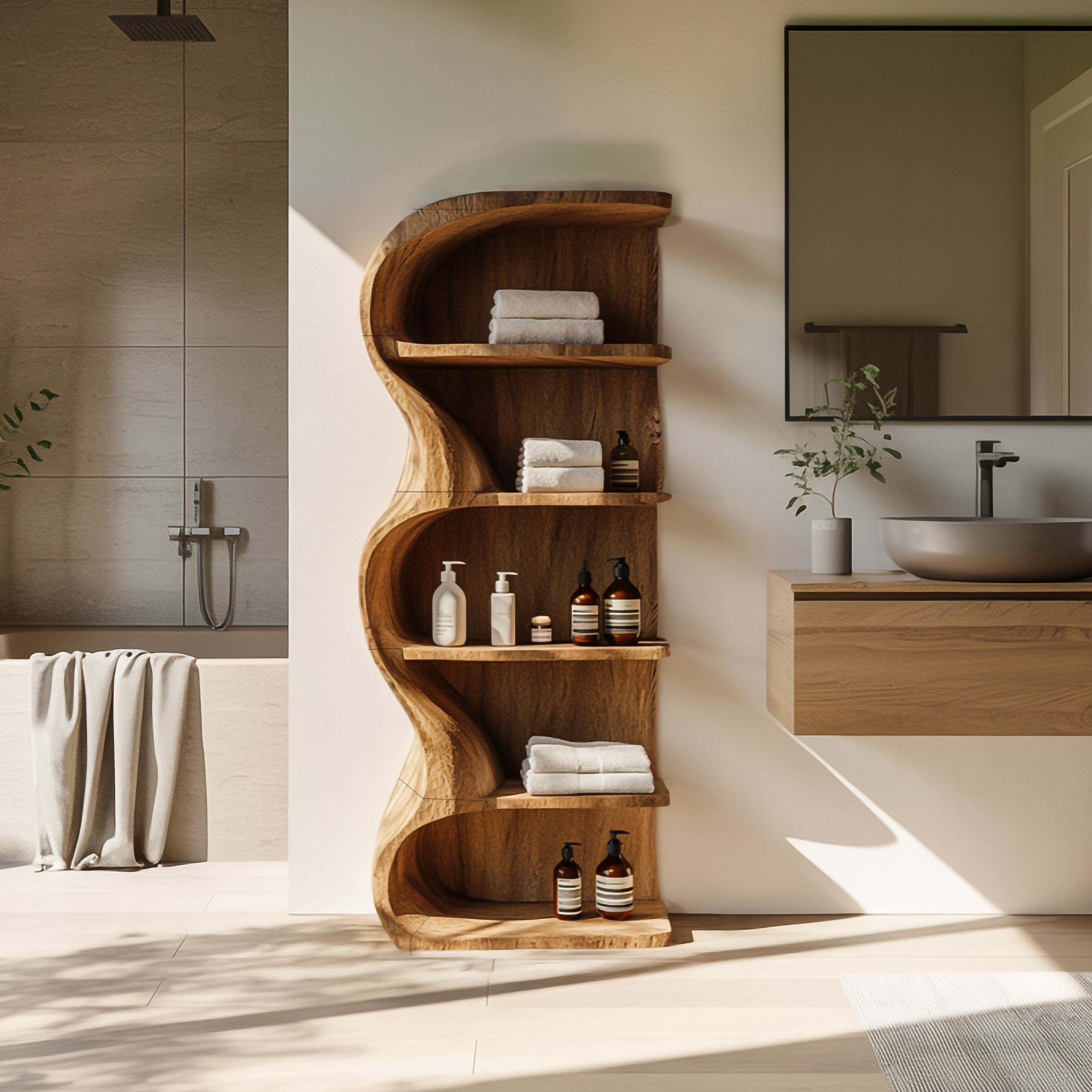 Rustic Organic Bathroom Shelf  Bathroom Interior Storage Display SINLSASC321