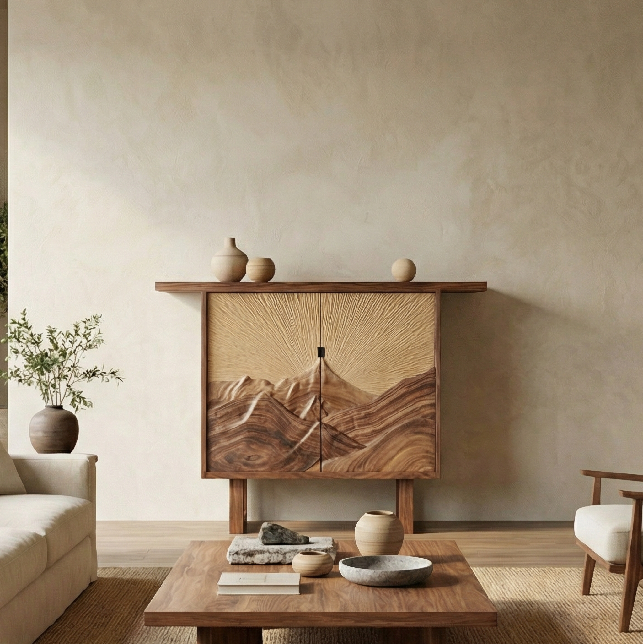 Rustic Mountain Relief Sideboard For Dining Room And Apartment SINLSASC478