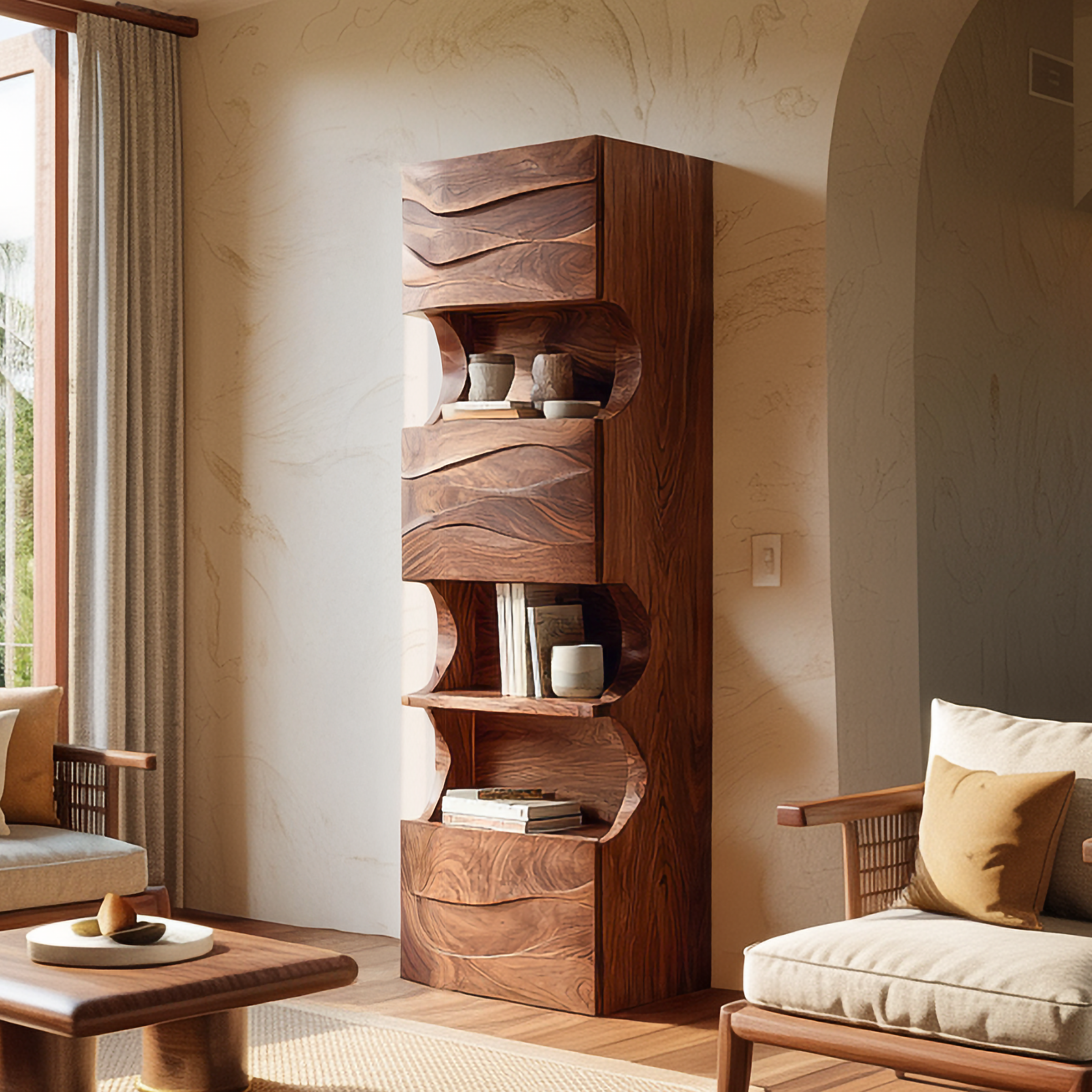 Organic Modern Accent Display Shelf For Living Room SINLSASC437