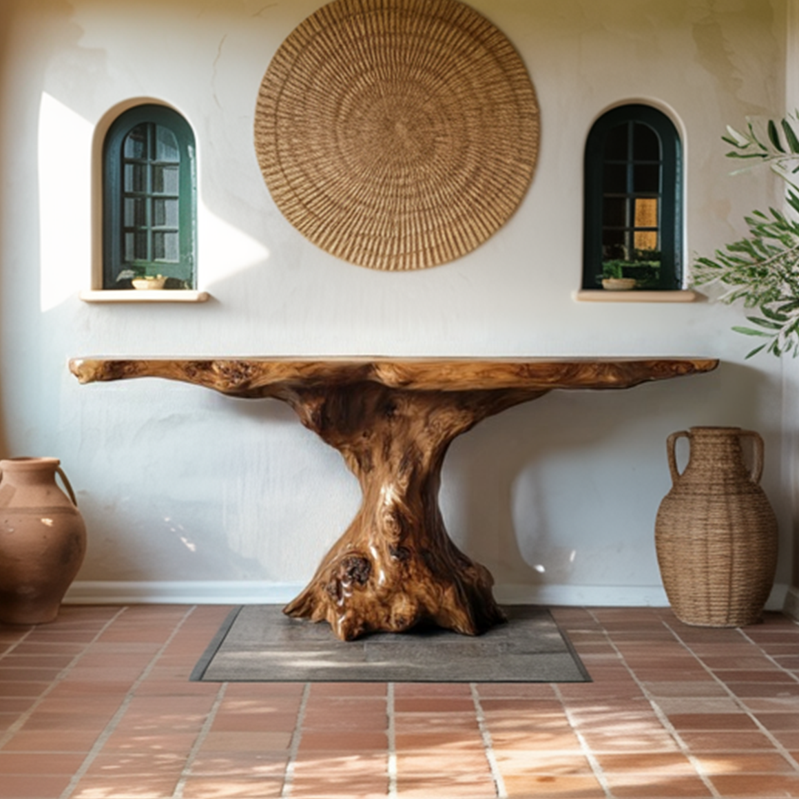 Rustic Console Table Organic Wood Slab Artist Studio SINLSACS383