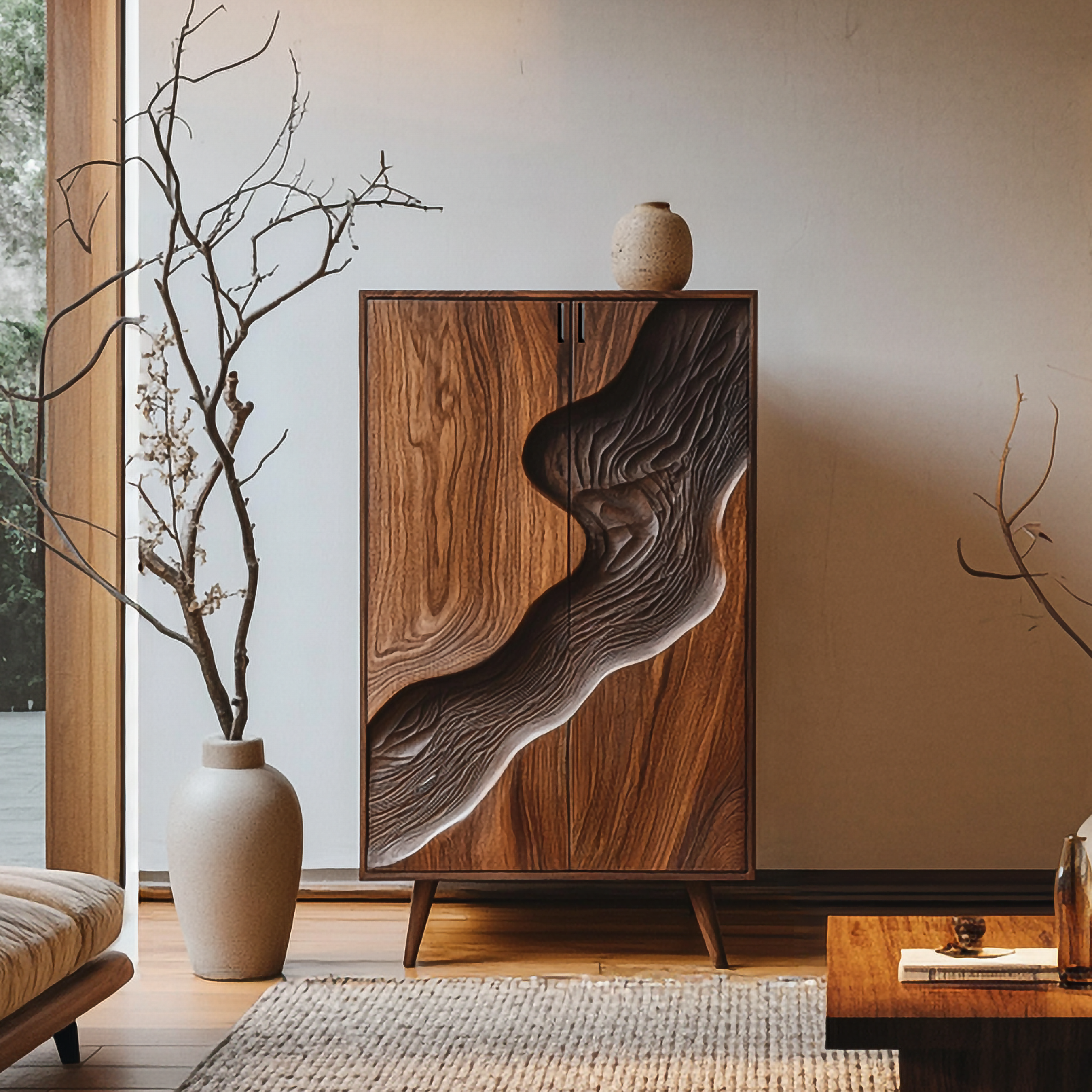 Organic Modern Accent Storage Cabinet For Living Room And Hallway SINLSASC355