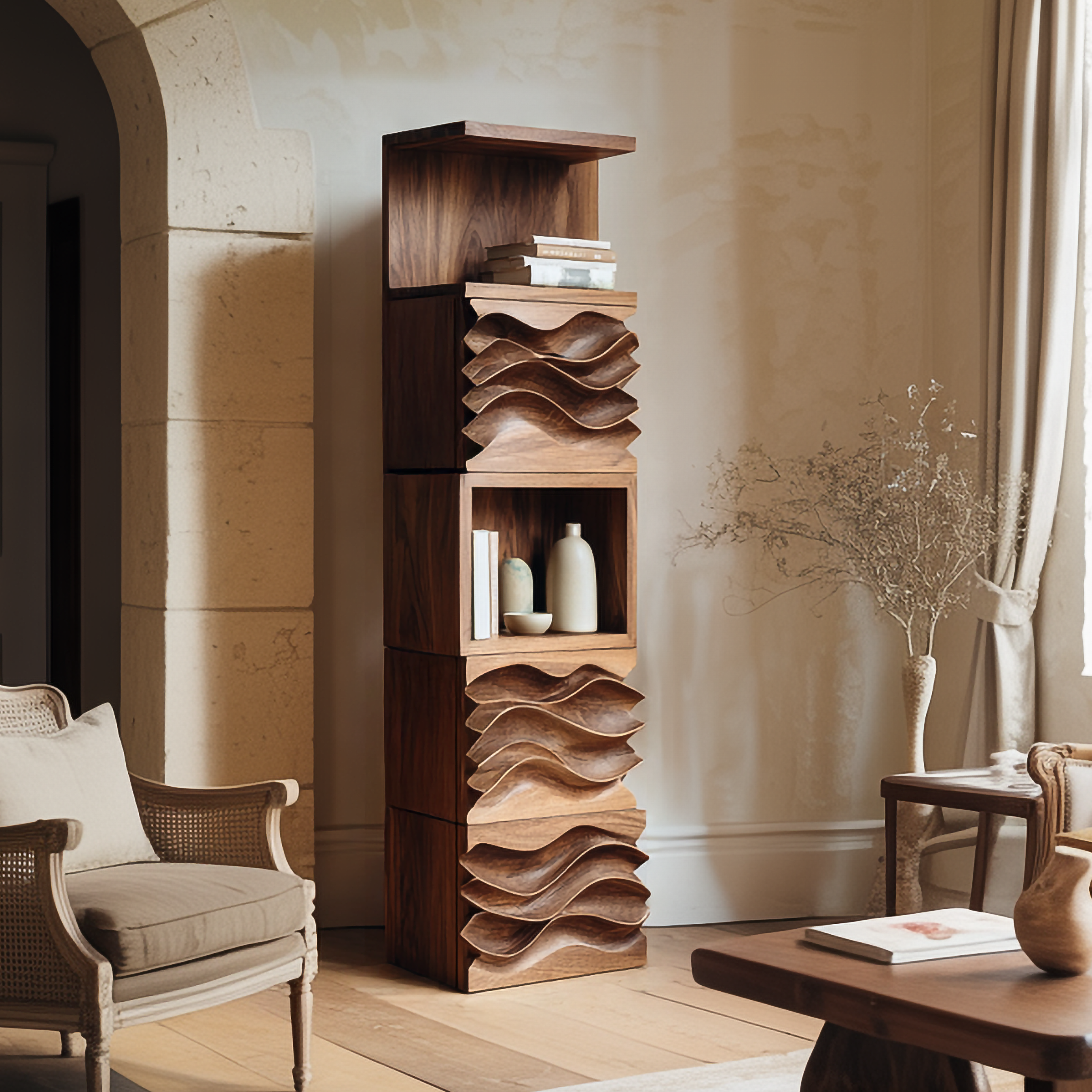 Organic Modern Sculptural Display Shelf For Living Room SINLSASC436