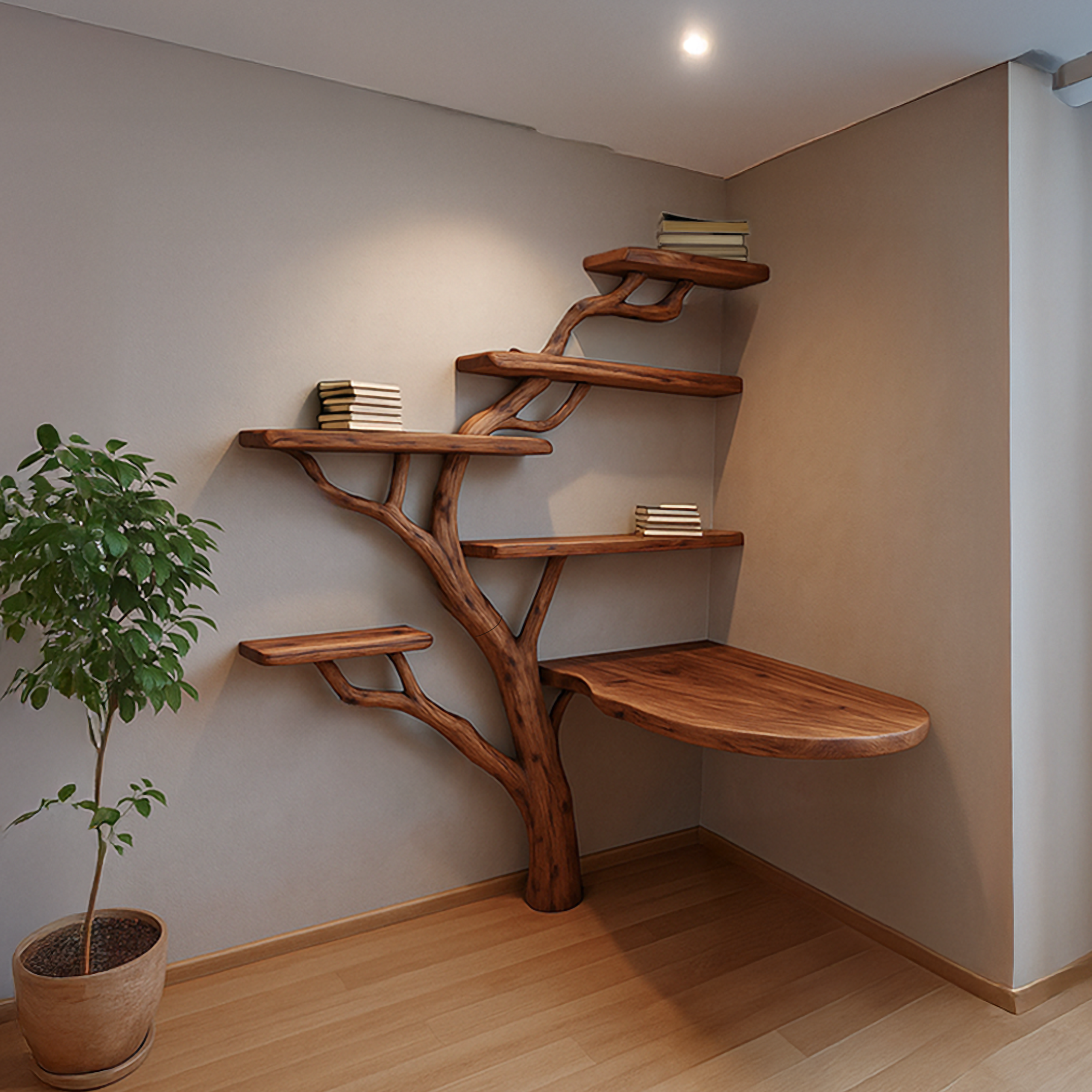 Rustic Tree Desk Shelf Corner Office SINLSATB206