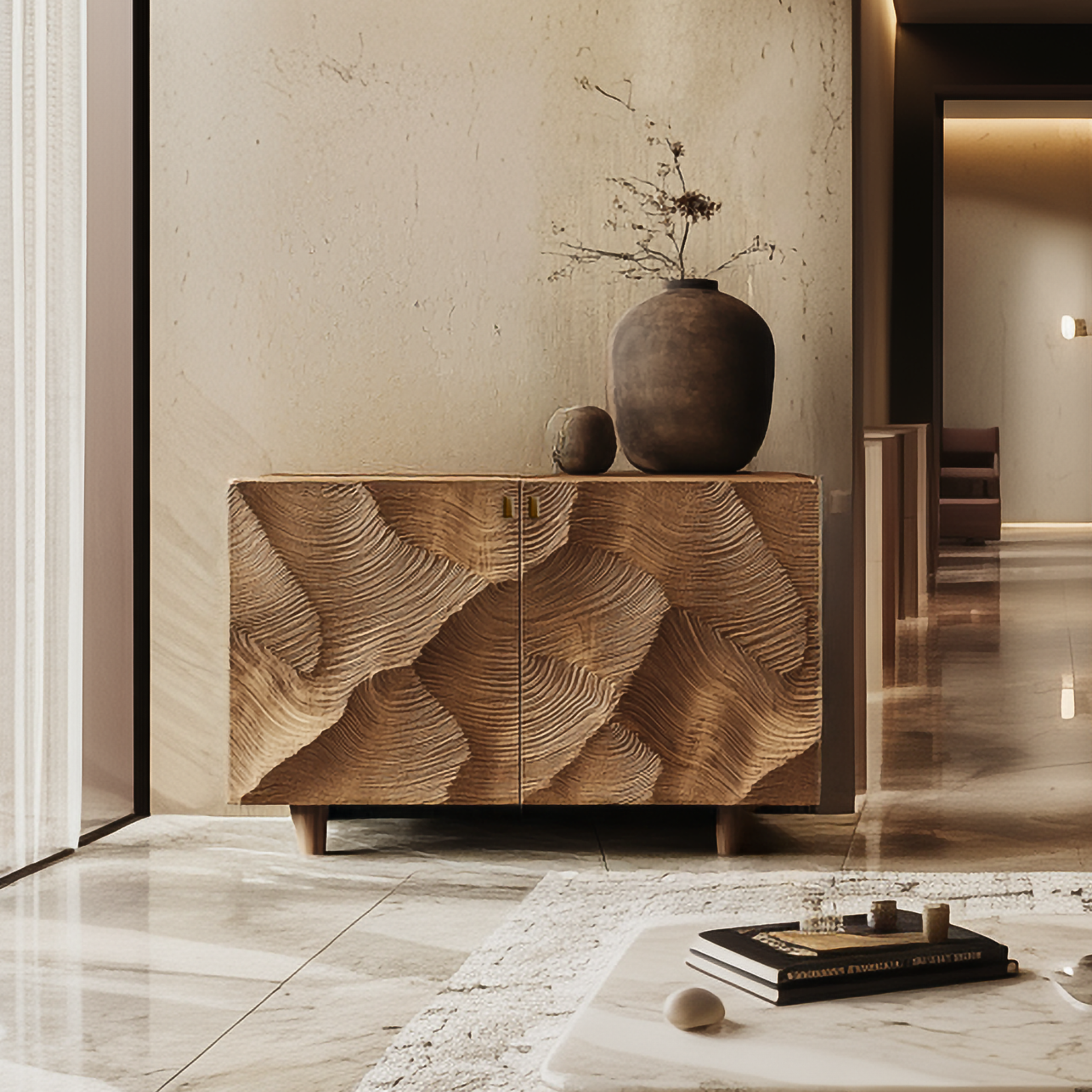 Organic Modern Sideboard Cabinet For Living Room And Dining Room SINLSASC354