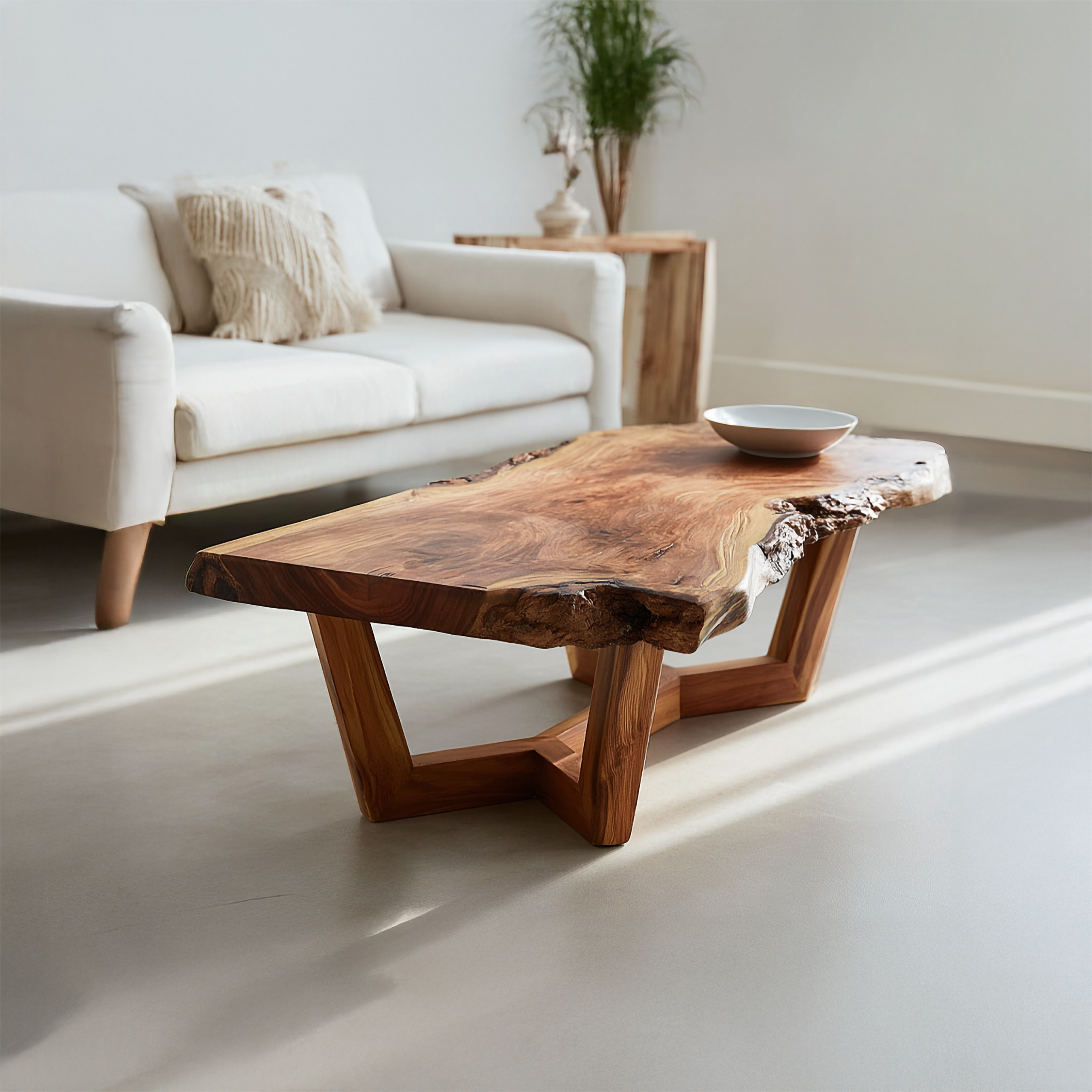 Mid Century Live Edge Coffee Table Living Room SINLSACF267