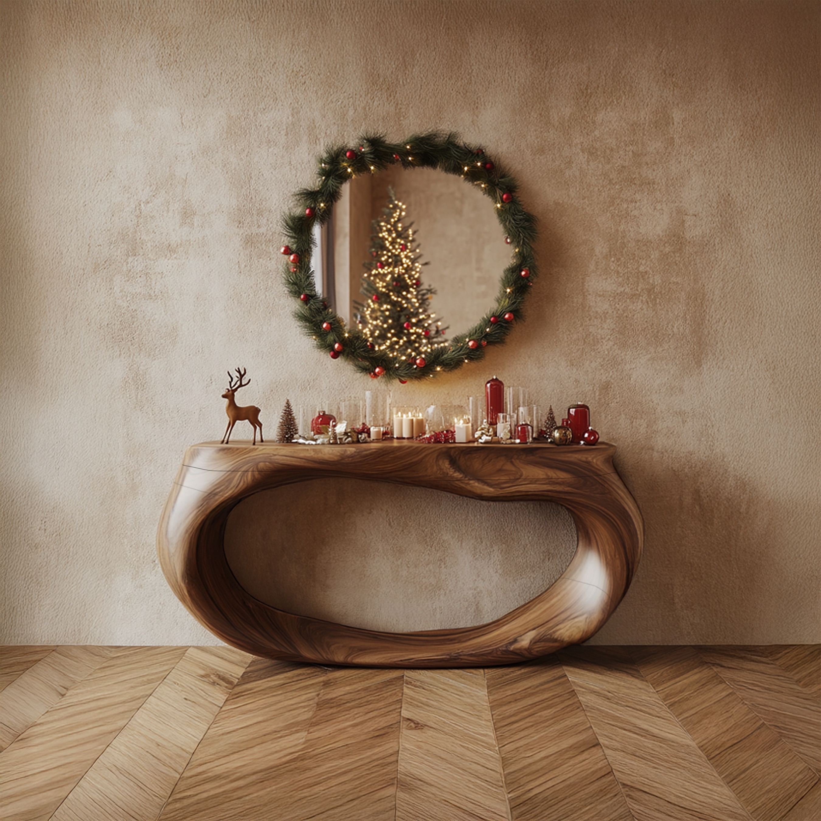 Mid Century Rustic Console Table Christmas Holiday Living Room Or Entryway SINLSACS290