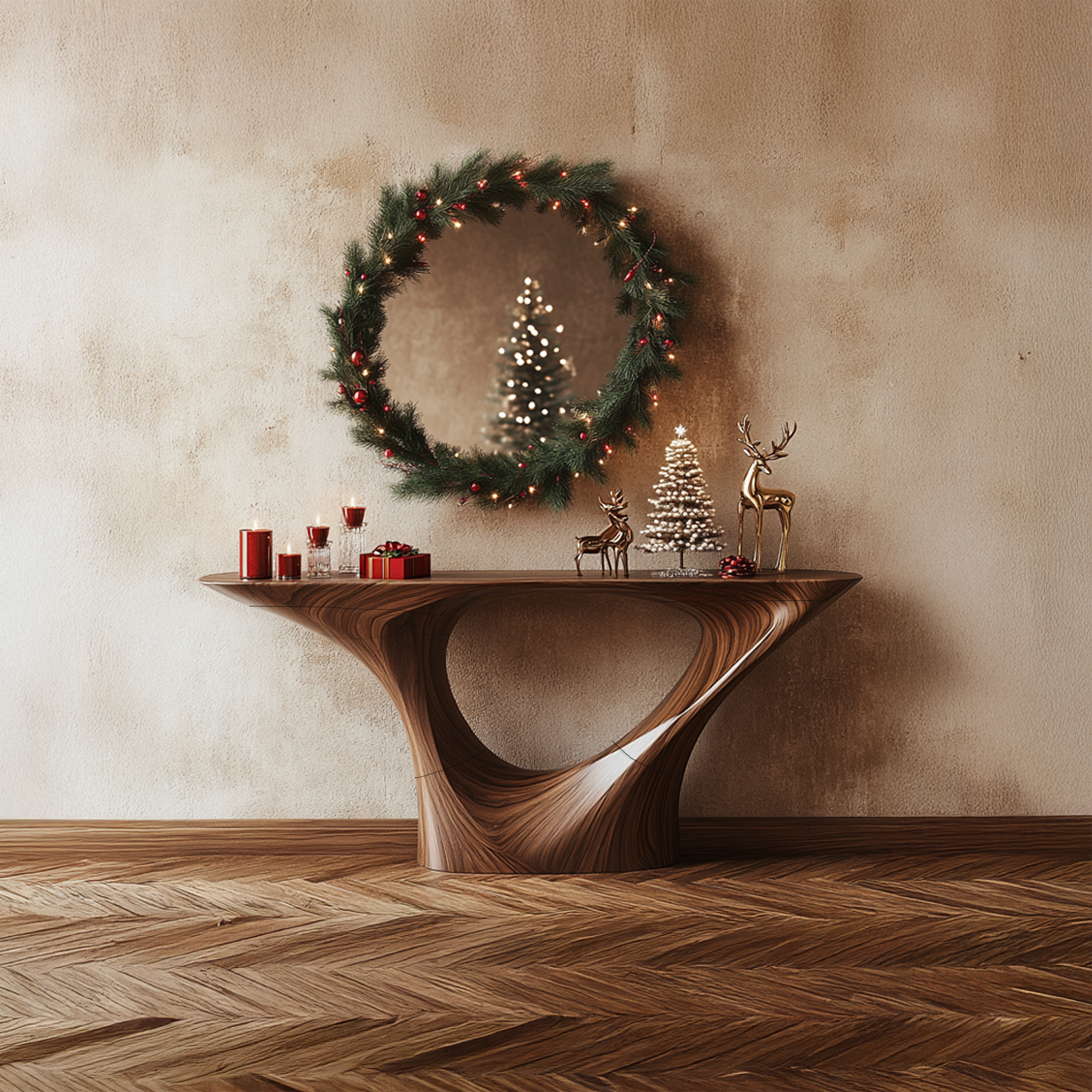 Rustic Console Table Christmas Entryway Display SINLSACS292