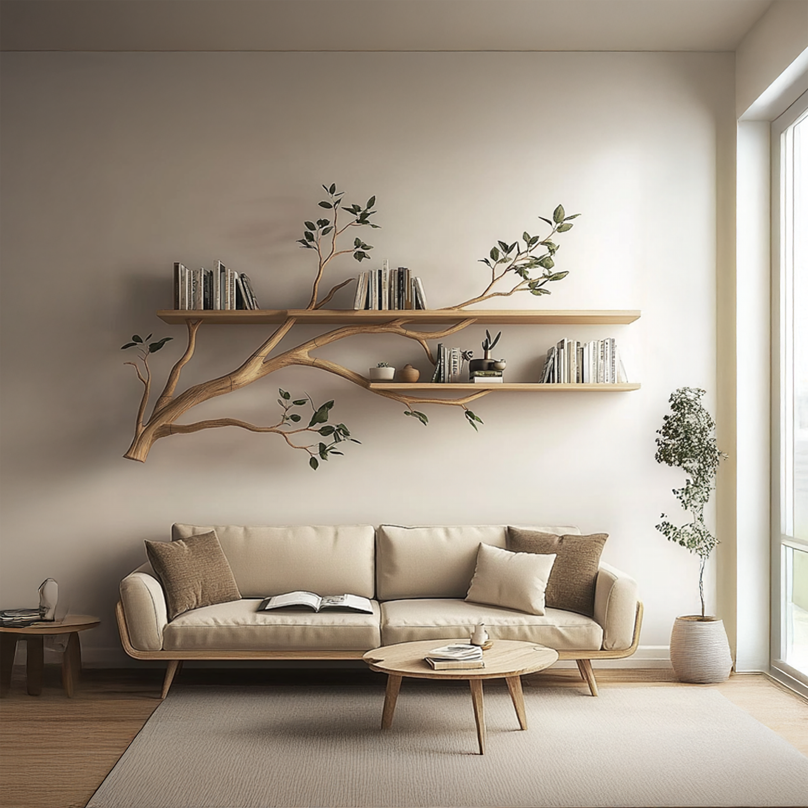 Rustic Tree Display Shelf Cozy Living Dining Room SINLSATBS051