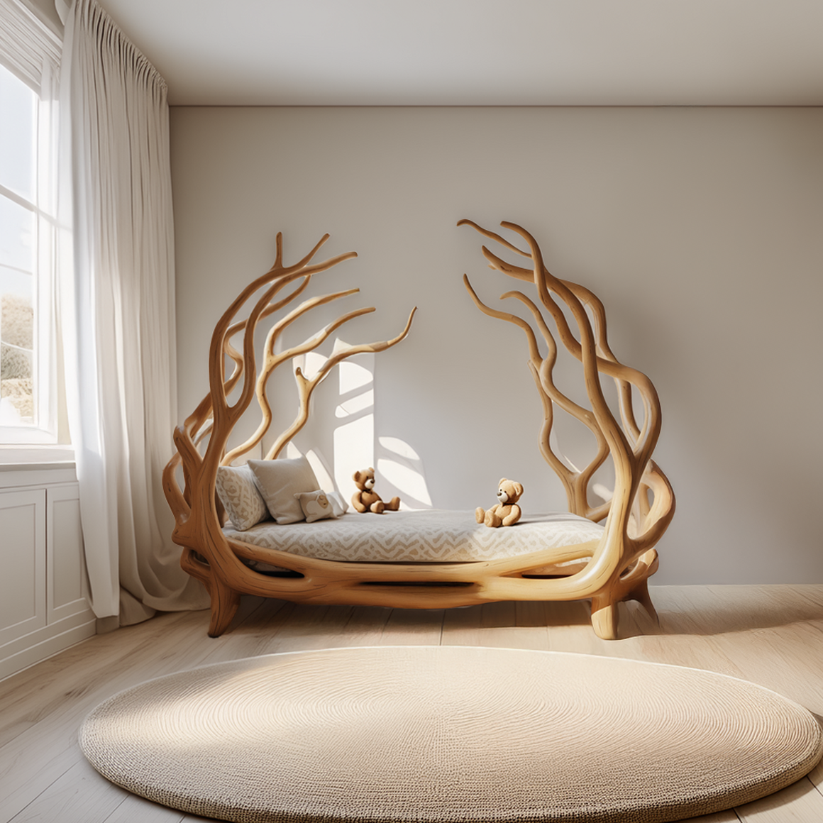 Rustic Tree Branch Bed Organic Bedroom Artistic Design SINLSAWB068