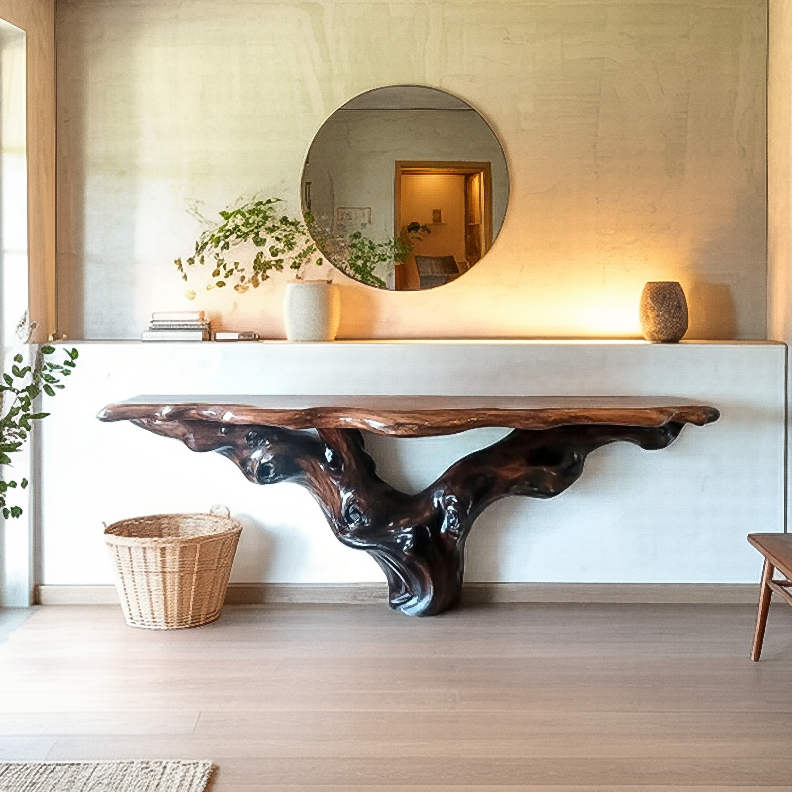 Mid Century Console Table Wood Sculpture Accent Open Studio SINLSACS380