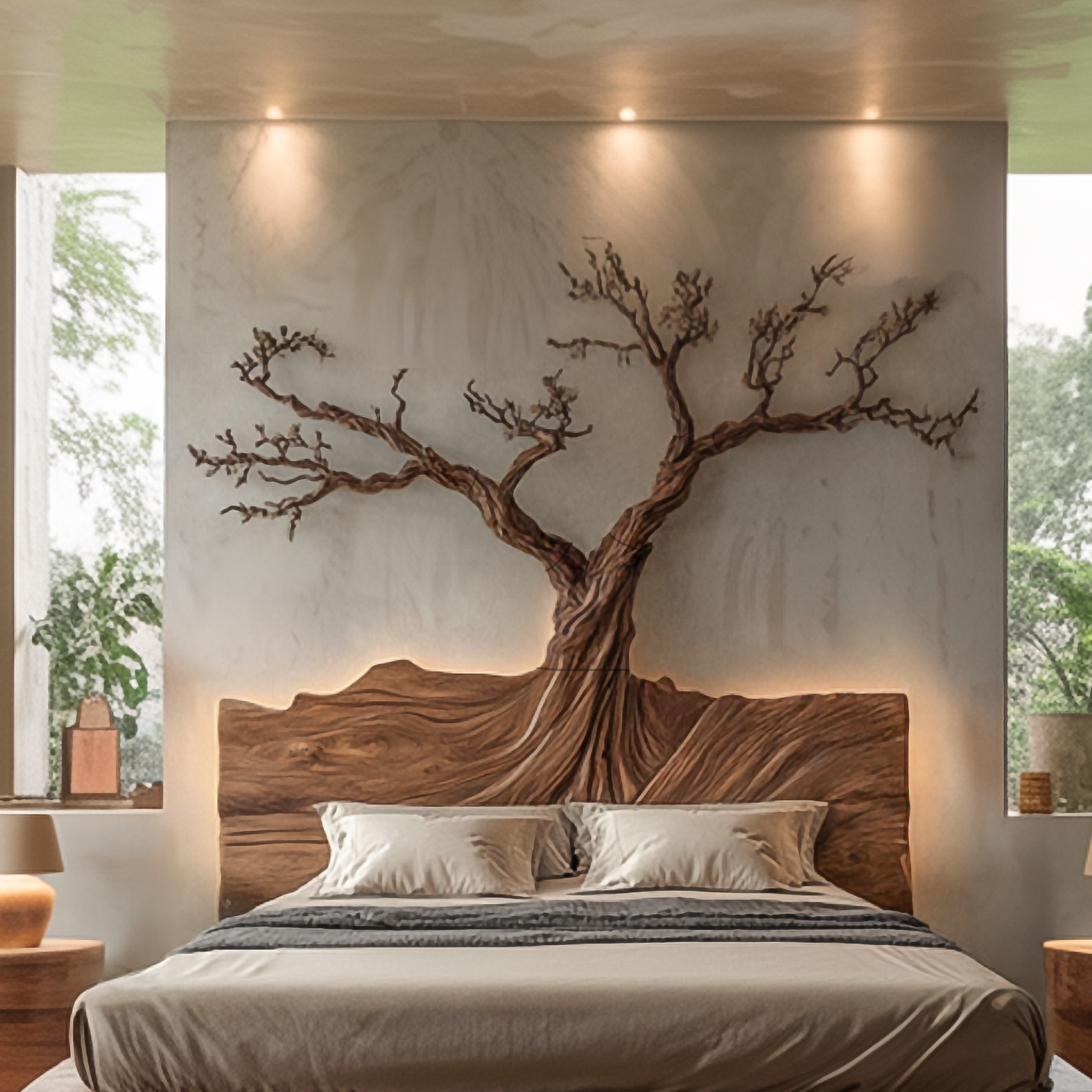 Rustic Sculptural Tree Inspired Wall Art For Bedroom And Interior Space SINLSADH016