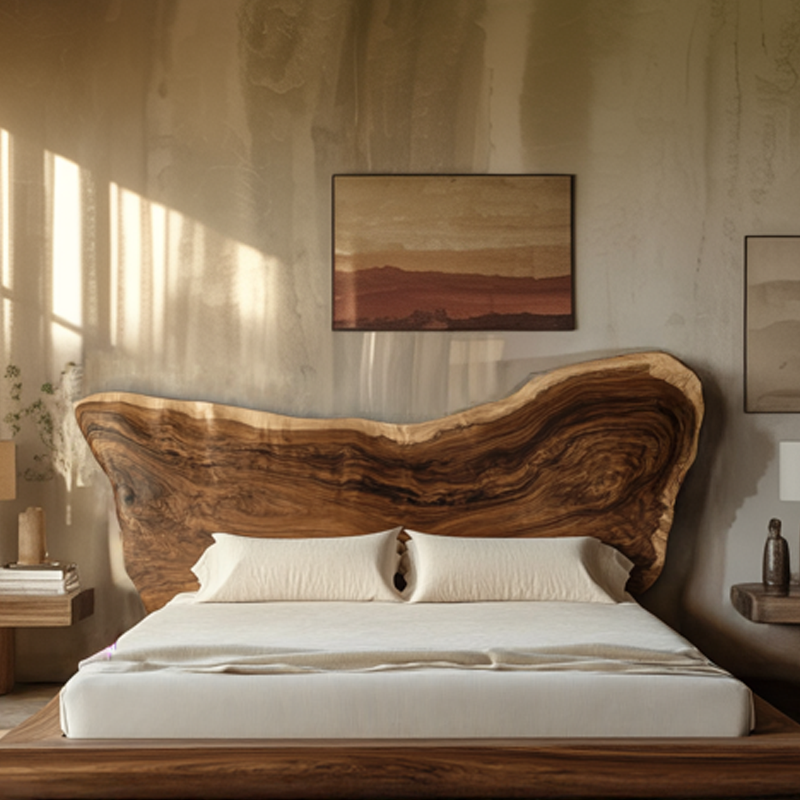 Rustic Live Edge Wooden Headboard Solid Wood Bedroom Interior Natural Statement SINLSADH014D
