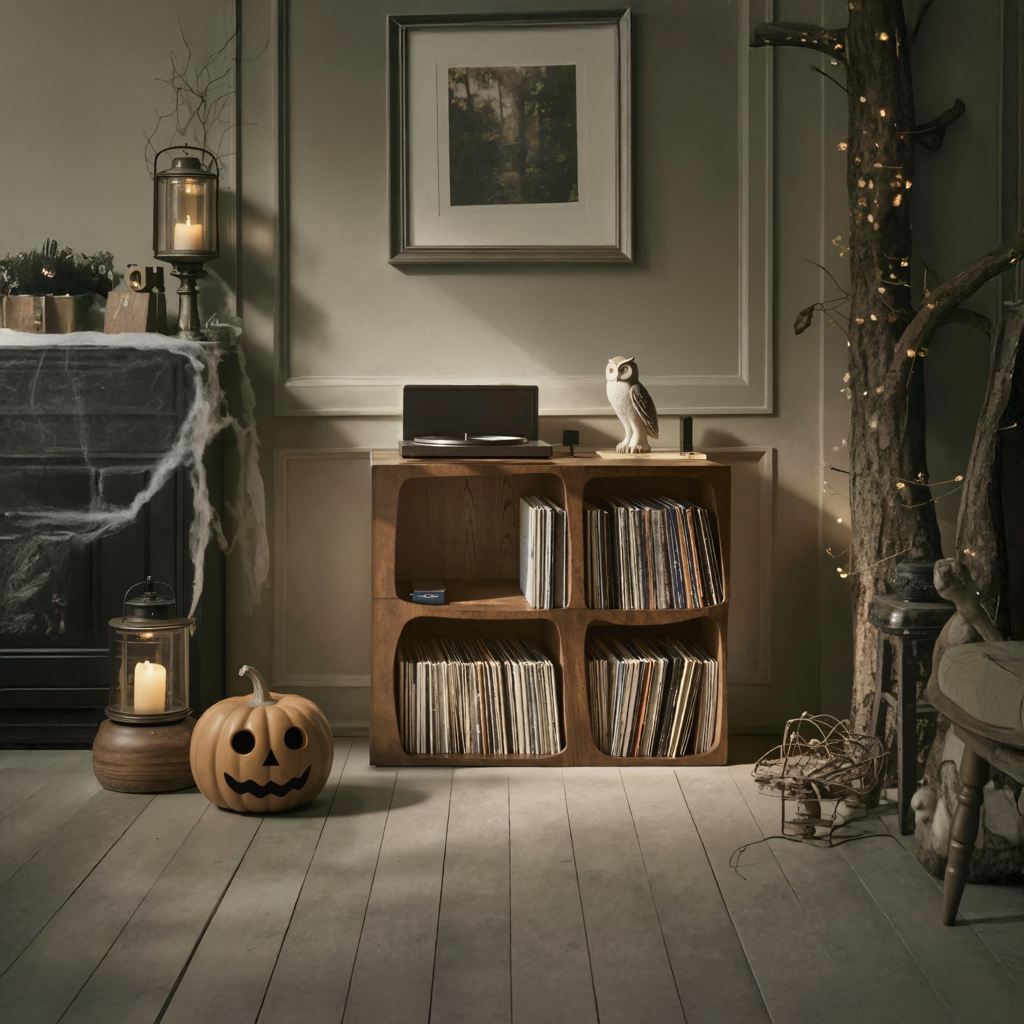 Mid Century Solid Wood Record Stand For Halloween Bedroom Decor SILDTTNHRS005