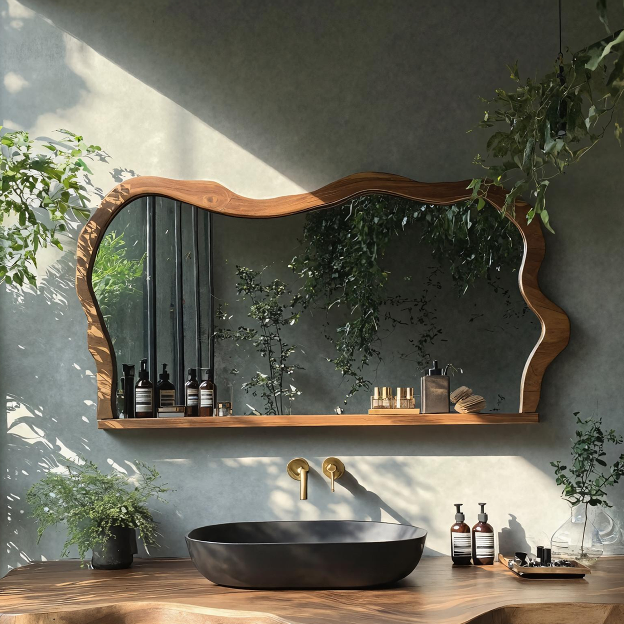 Handcrafted Asymmetrical Wall Mirror For Bathroom Use SILDTTRMI020