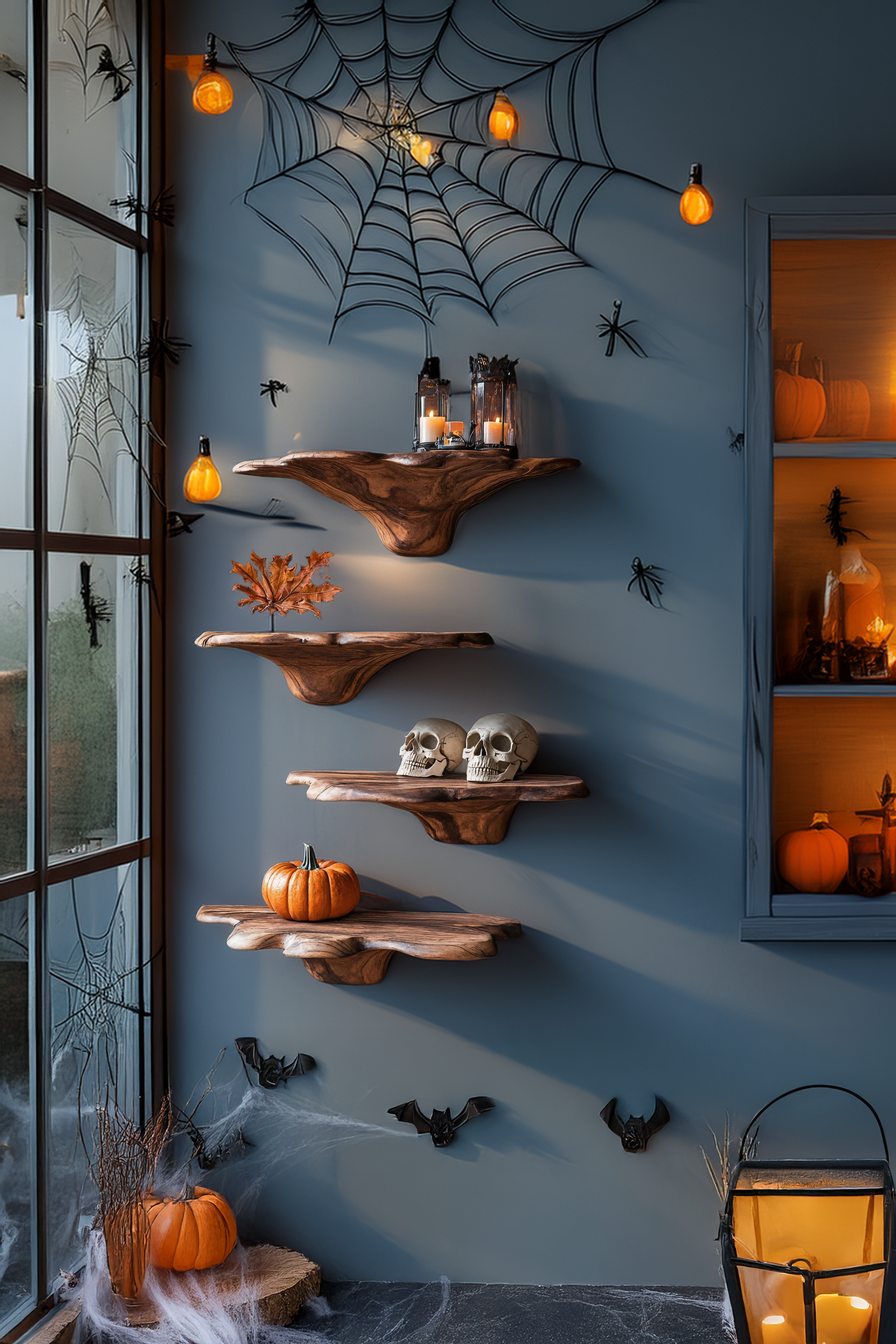 Mid Century Wooden Mushroom Shelf For Halloween Living Room SILDTTRHMR001