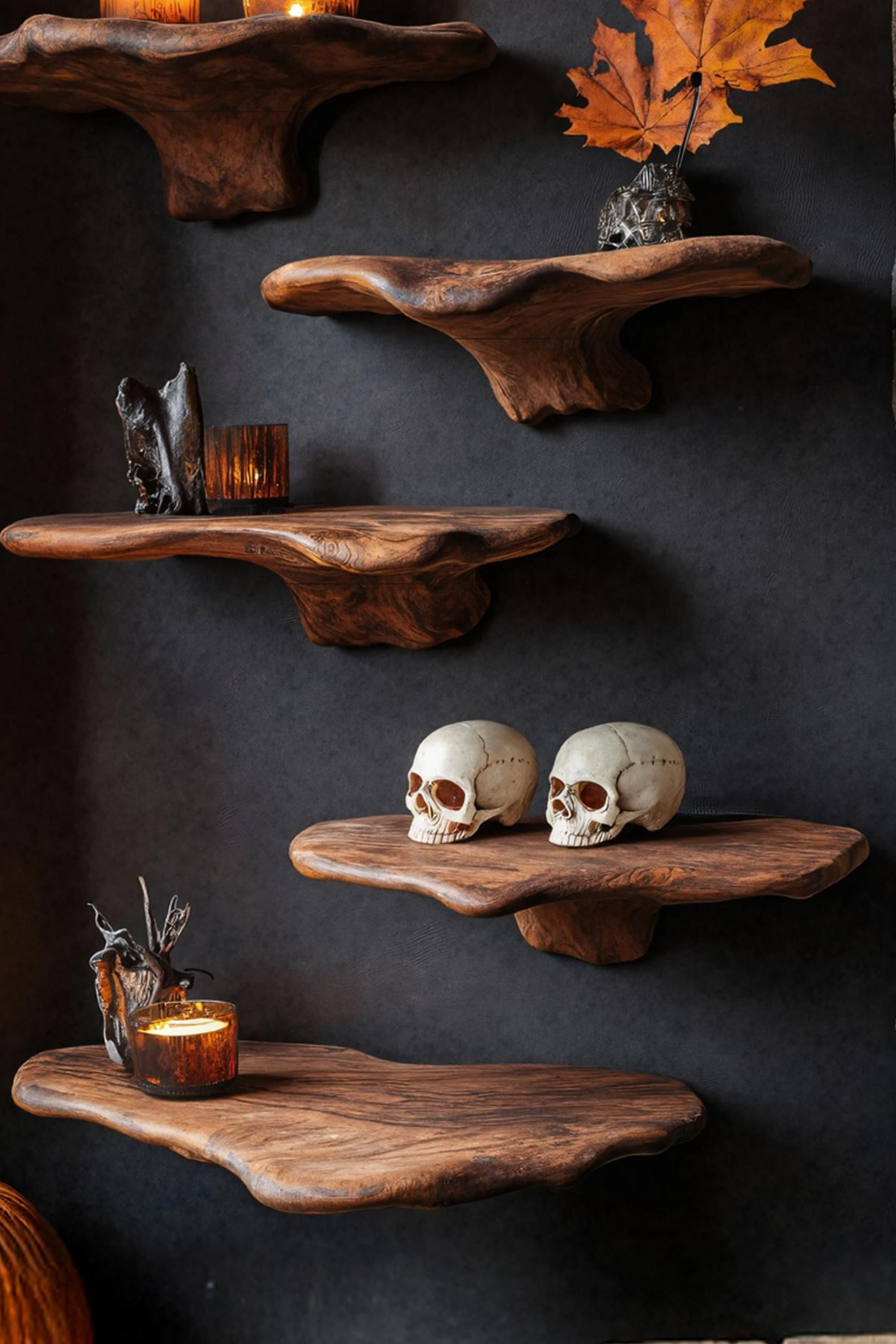 Modern Wooden Mushroom Shelf For Halloween Entryway Decoration SILDTTRHMR020
