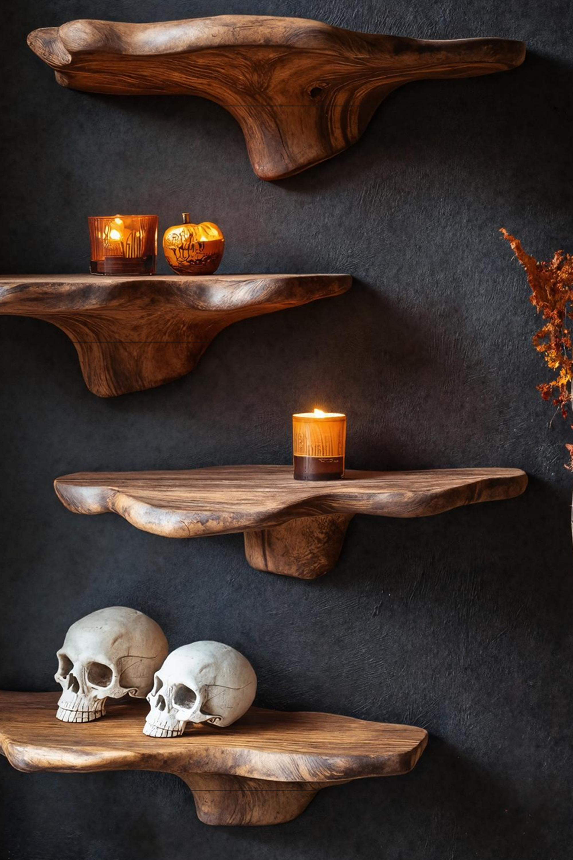 Handcrafted Solid Wood Mushroom Shelf Halloween Home Styling SILDTTRHMR007