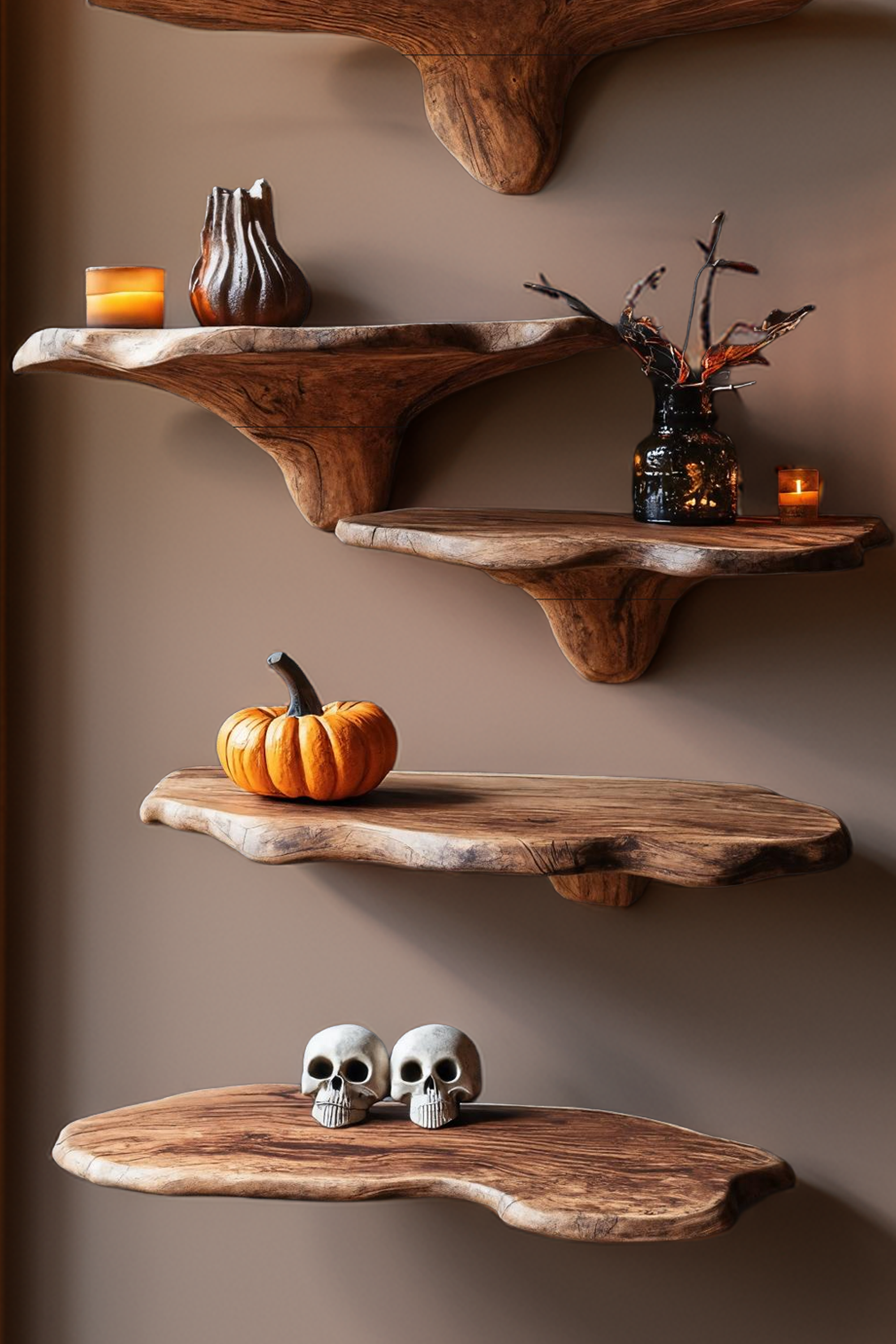 Mid Century Solid Wood Mushroom Shelf Halloween Wall Decor SILDTTRHMR005