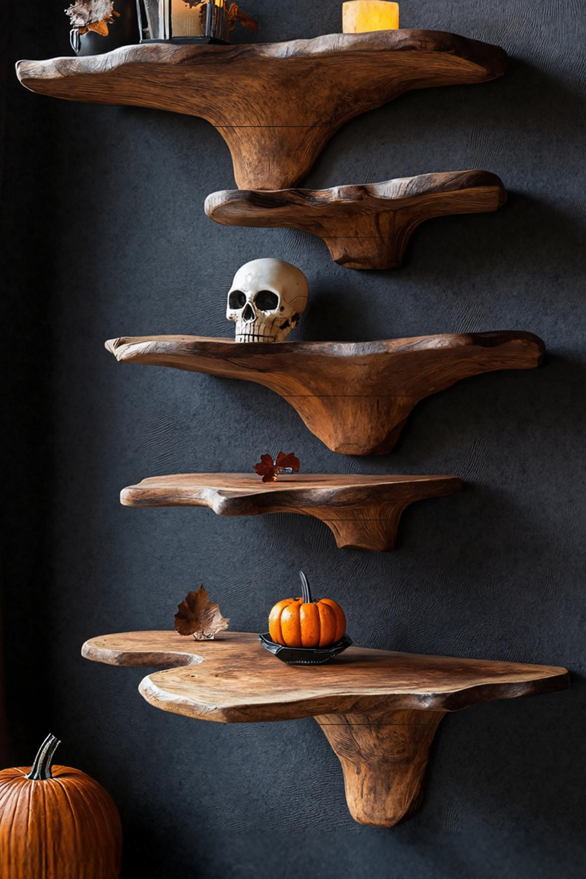 Mid Century Wooden Mushroom Shelf Halloween Furniture Display SILDTTRHMR009
