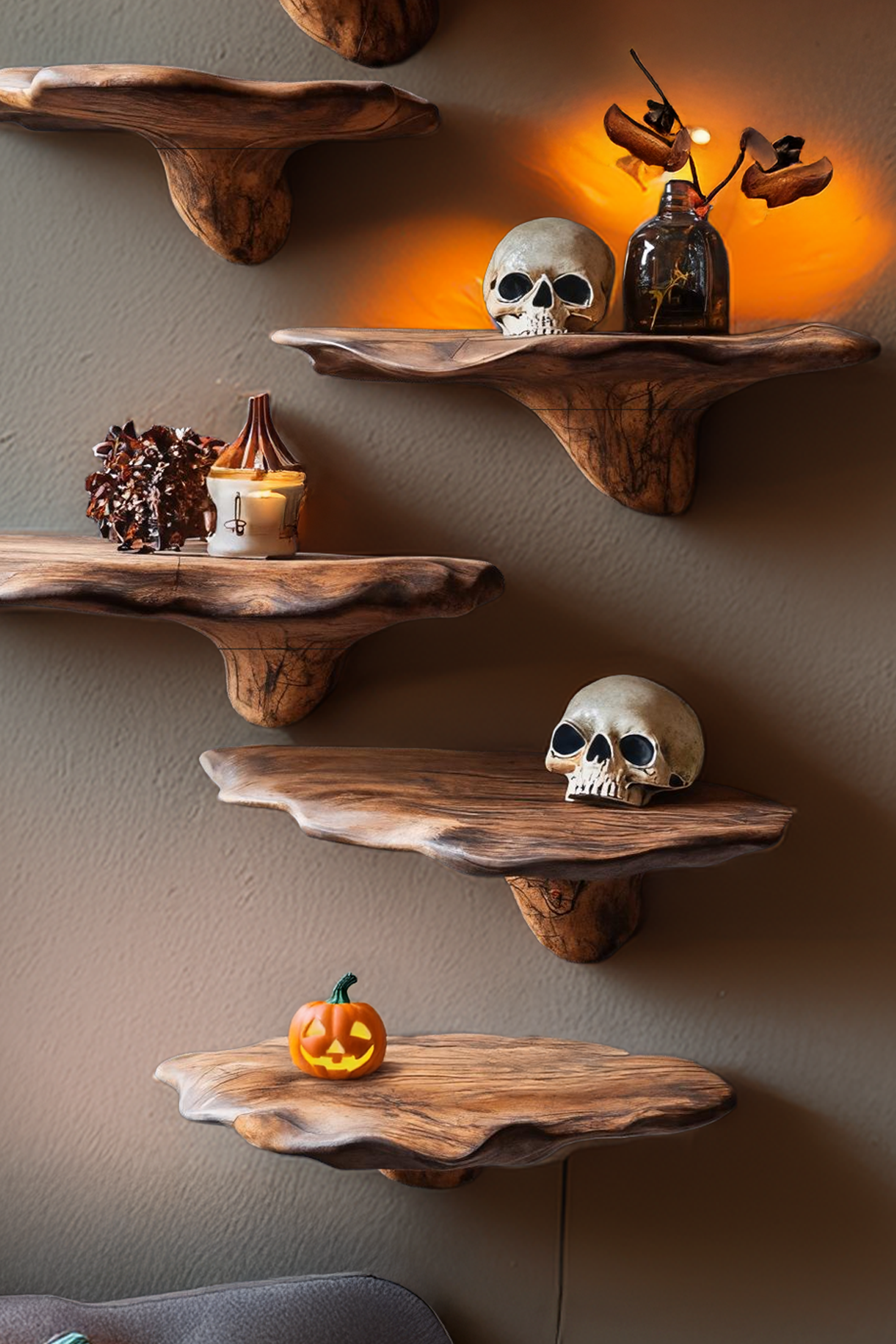 Farmhouse Solid Wood Mushroom Shelf Halloween Bedroom Decor SILDTTRHMR002