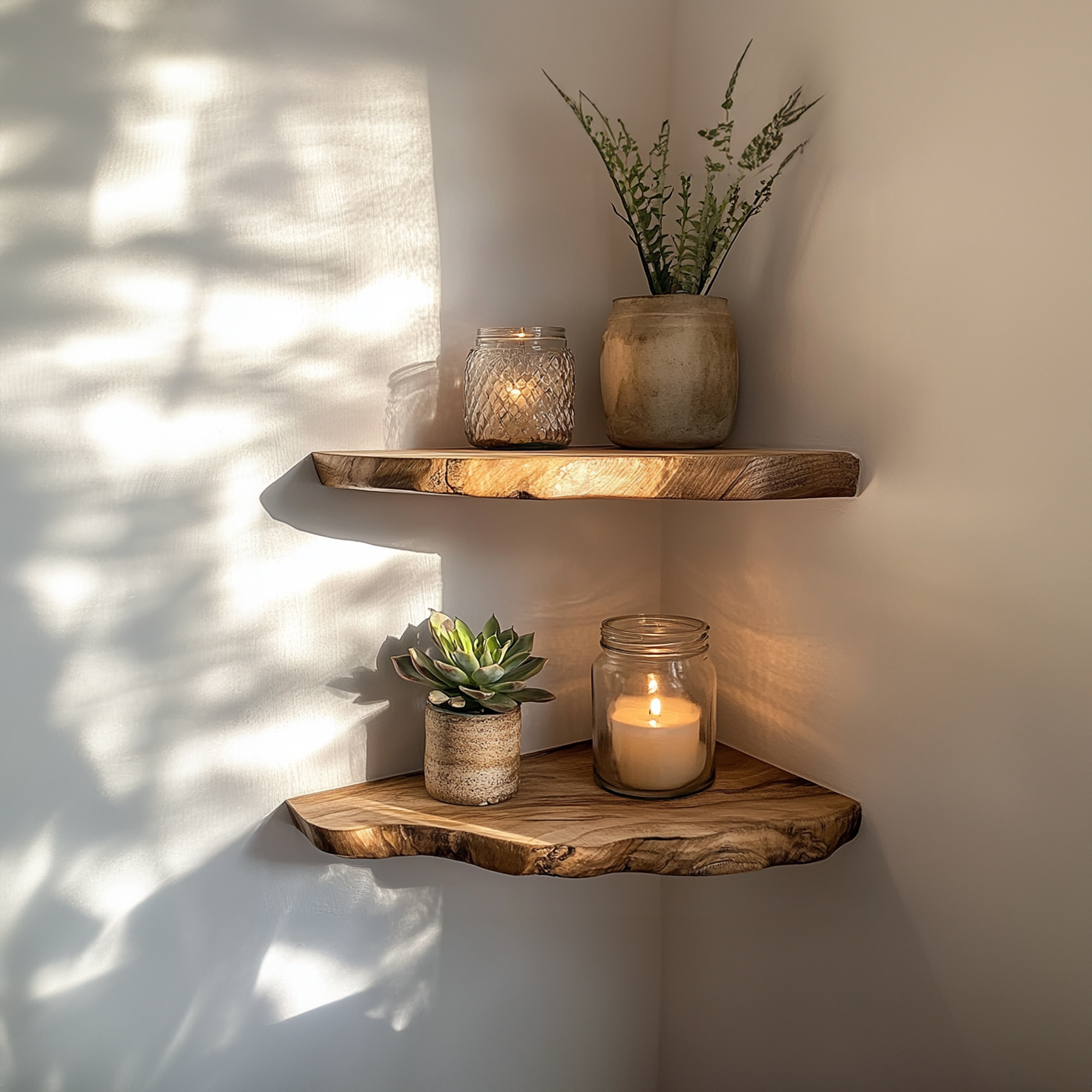 Wood Corner Floating Shelf Home Decor SINLCN005