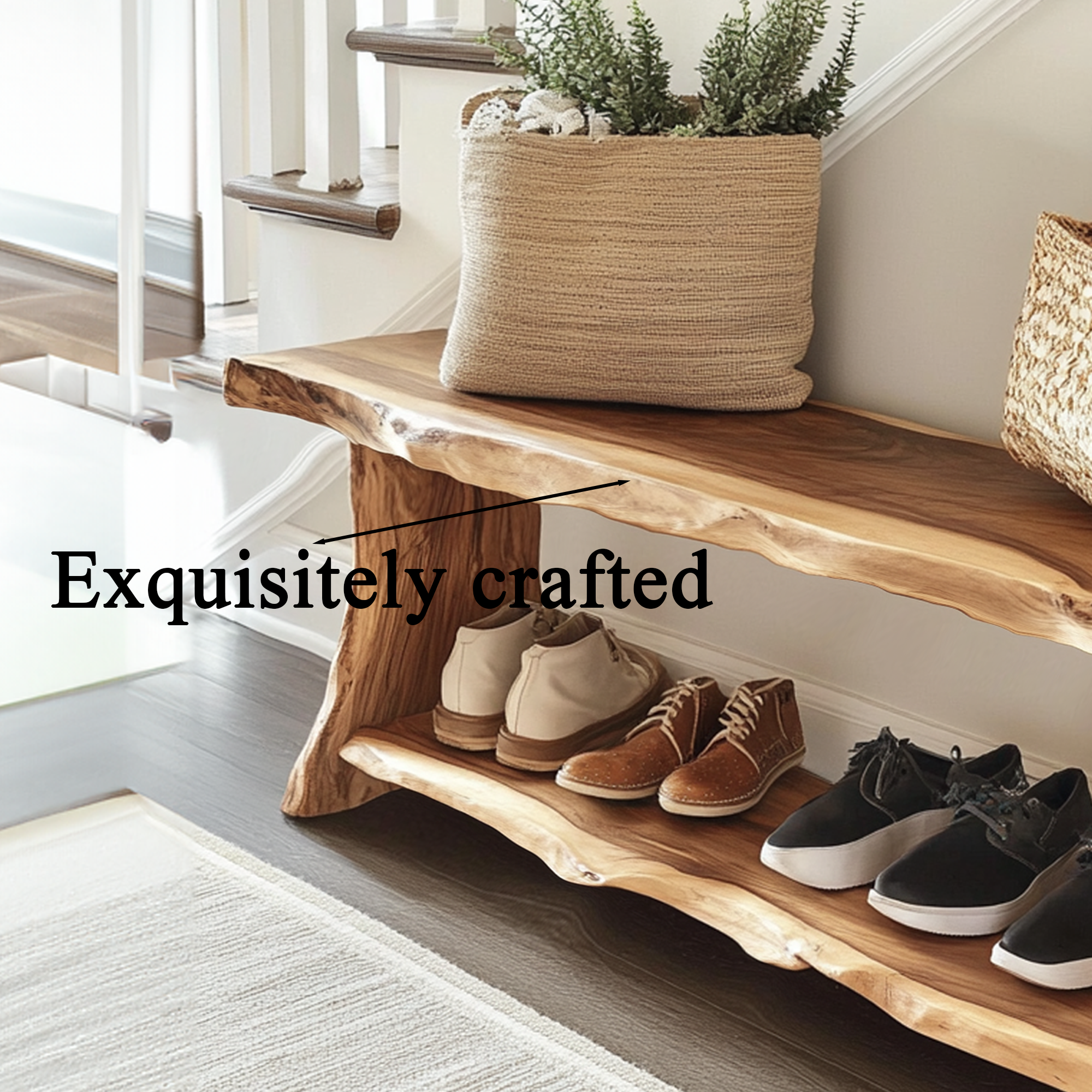 Farmhouse Solid Wood Entryway Shoe Rack Bench SINLSB017